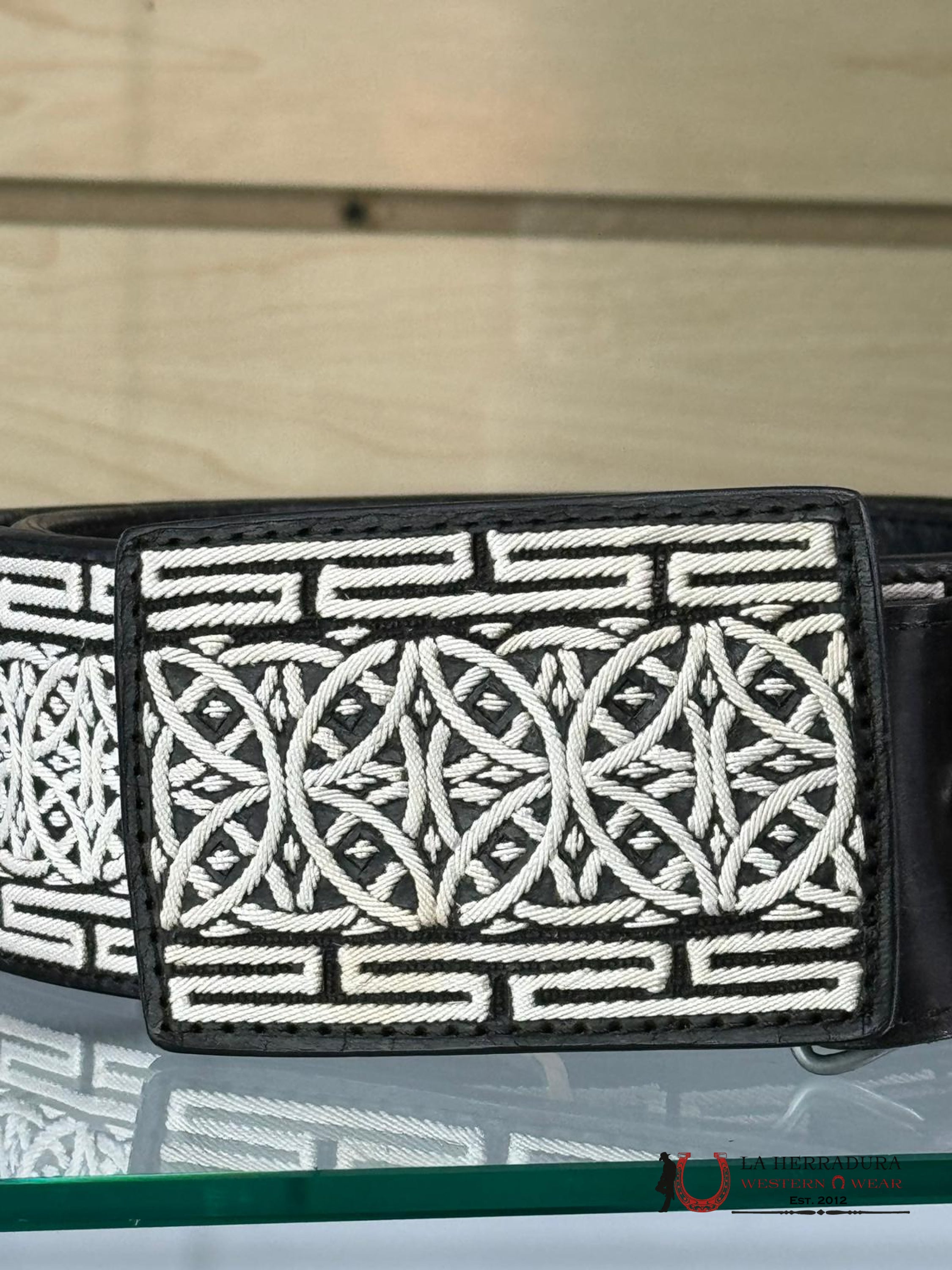 Cinto Negro Piteado Circulo Lozenge Cinturones Hombres