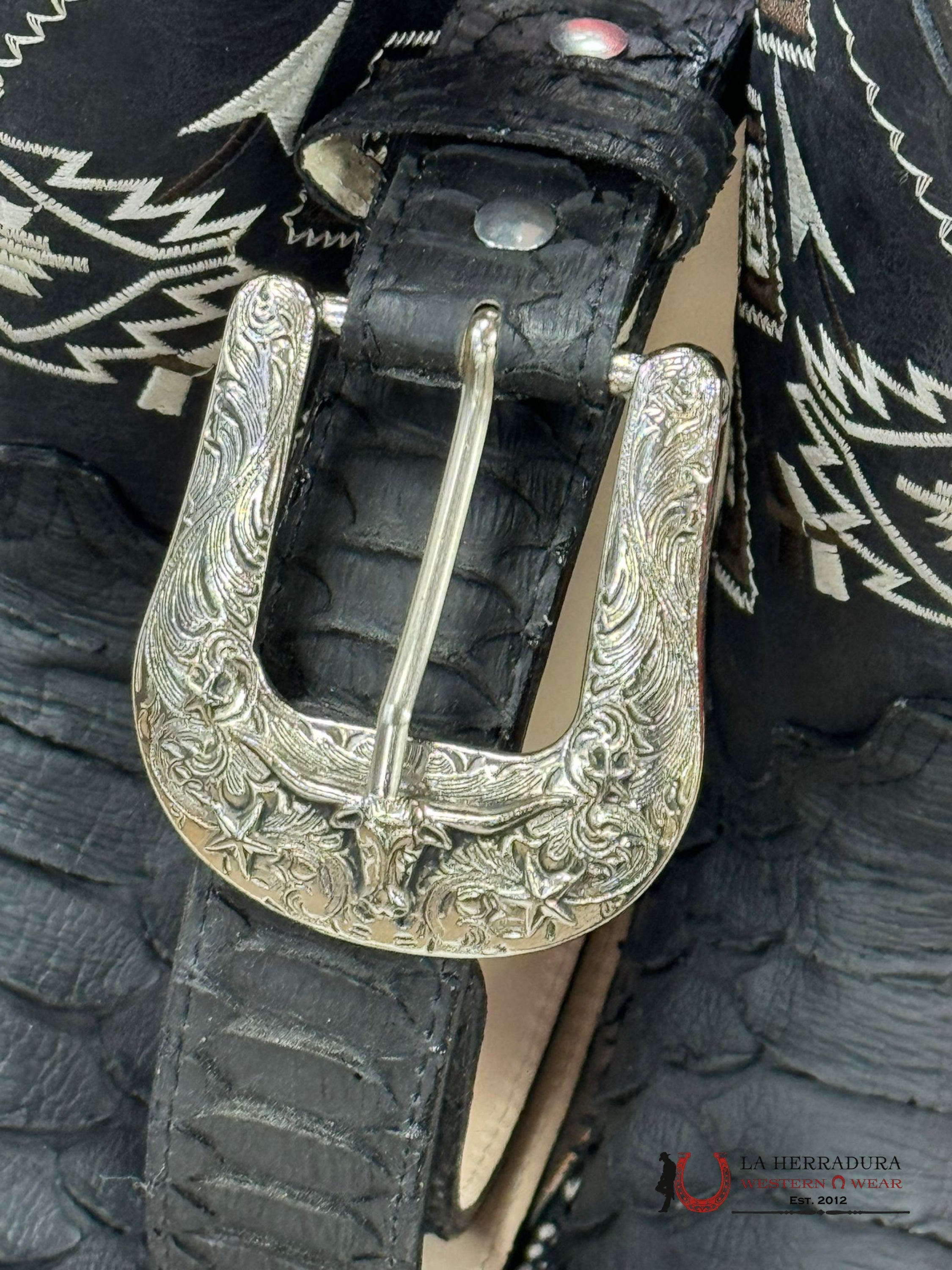 Cinto Rockem’ Print Python Black Belt Cinturones Hombres