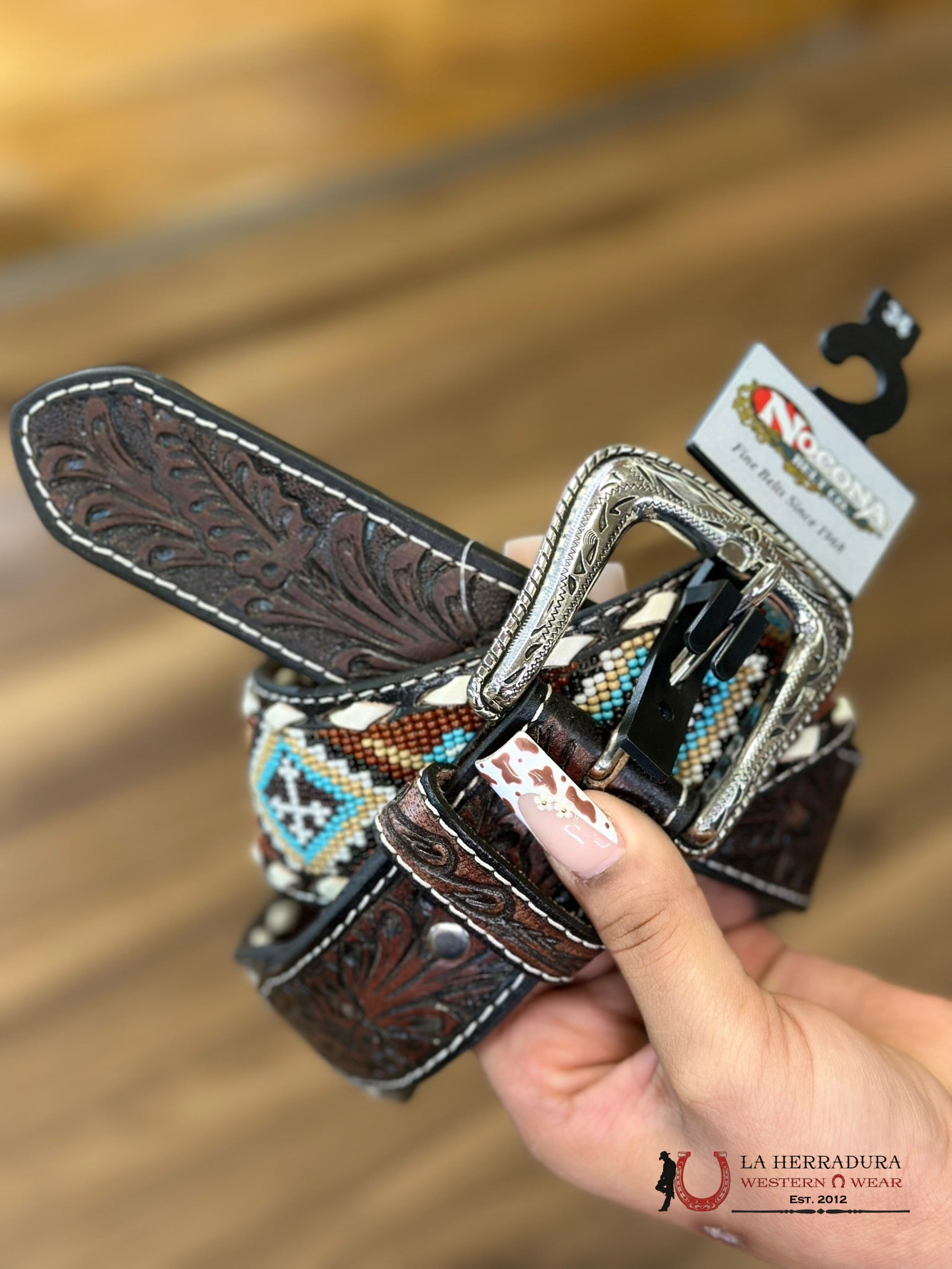 Cinturon 3D Belt Co. Para Hombre Cafe Cincelado/Azteca Azul Rust Cinturones Hombres