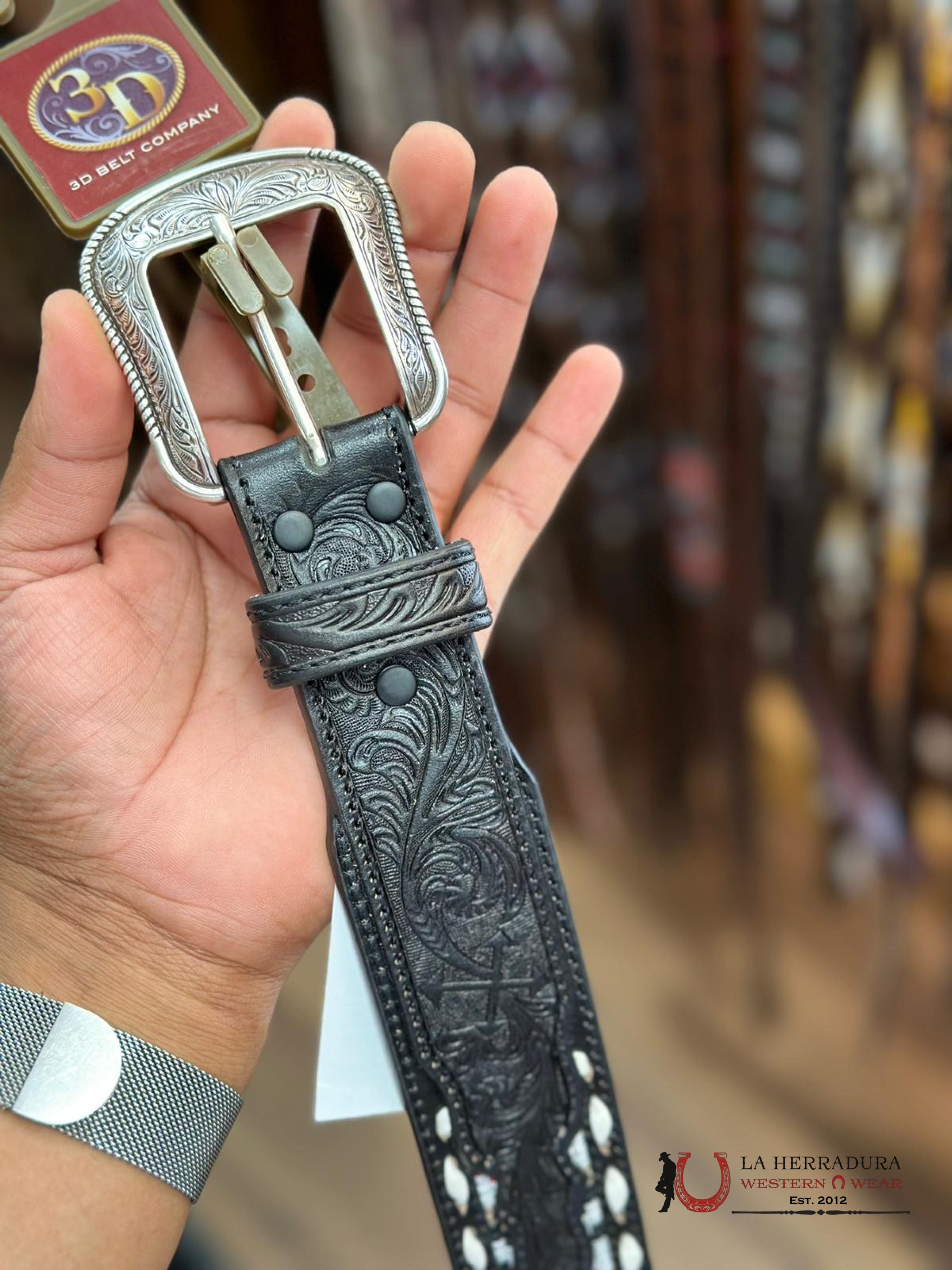 Cinturon Nocona Belt Co. Para Hombre Azteca White / Red Cinturones Hombres