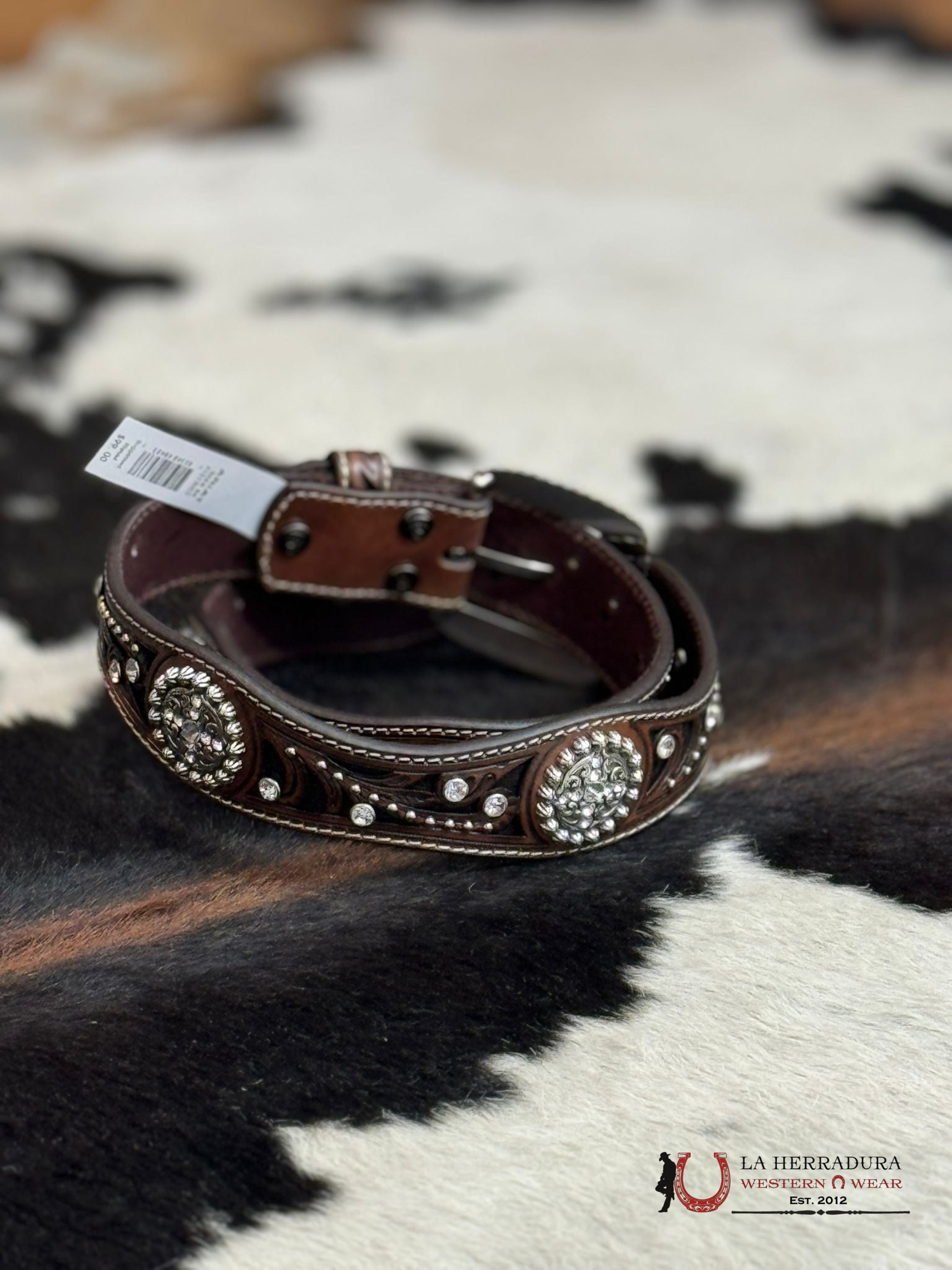 Cinturon Para Dama Ariat Flower All Stone Round Cinturones Mujeres