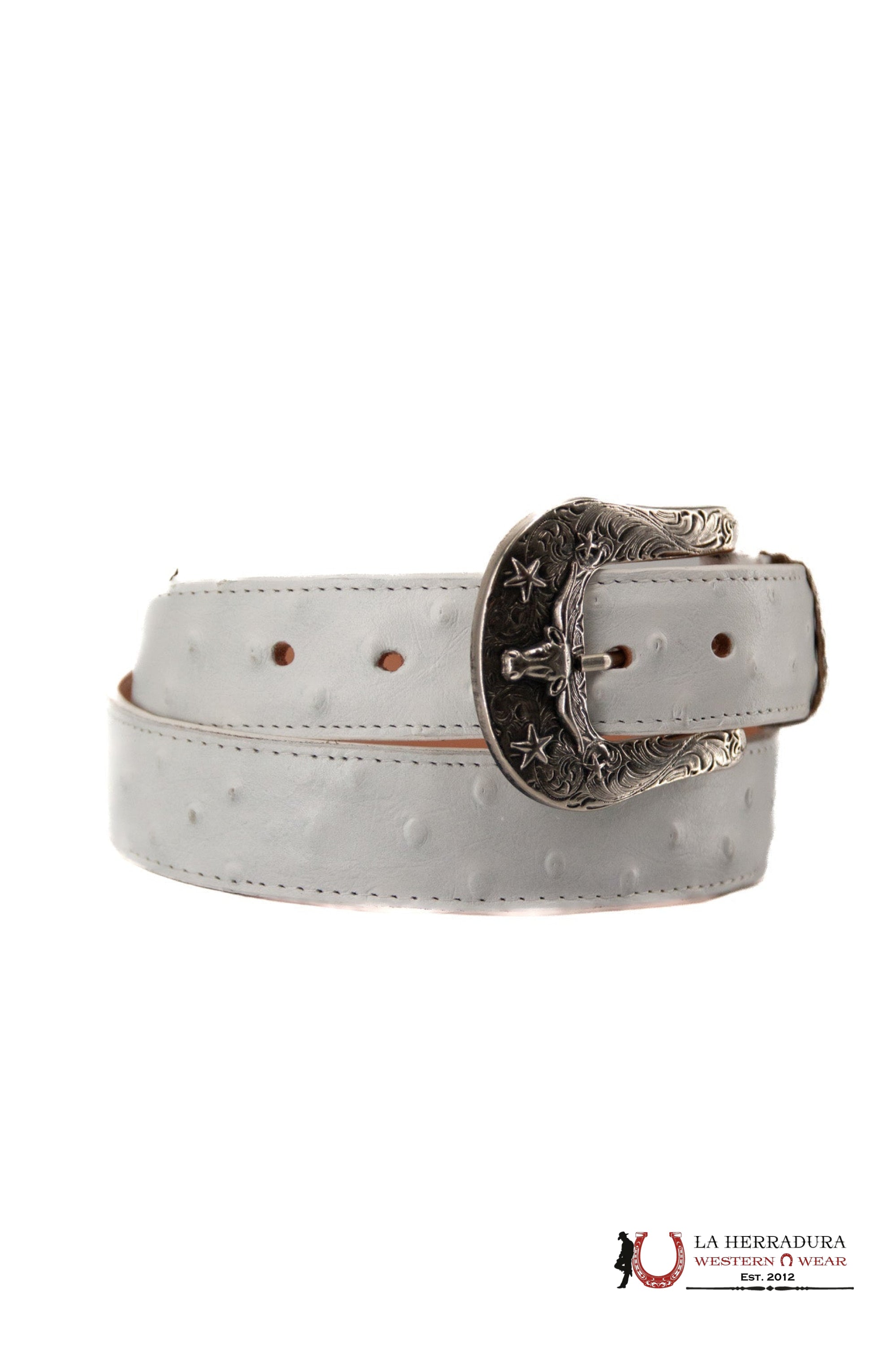 CINTURÓN ROCKEM IMIT AVESTRUZ BLANCO CINTURONES HOMBRES