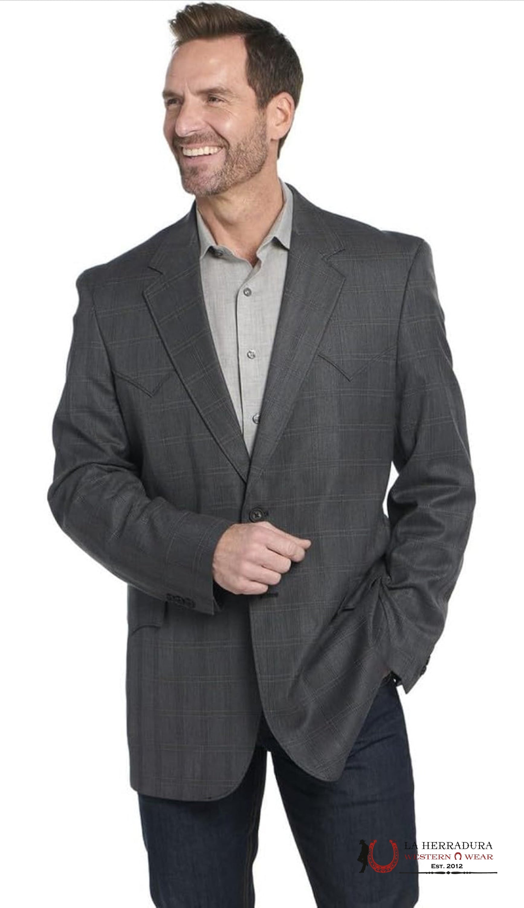 CIRCLE S BLAZER ORIGINAL CHARCOAL W/ BLACK FLORAL INSIDE ROPA HOMBRES