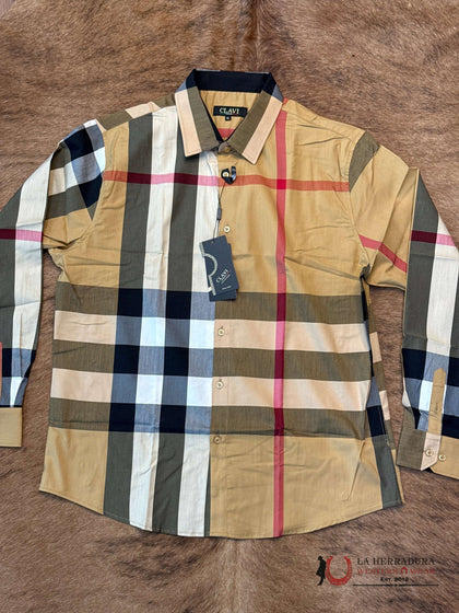 Camisa de manga larga caqui CLAVI MJLS411