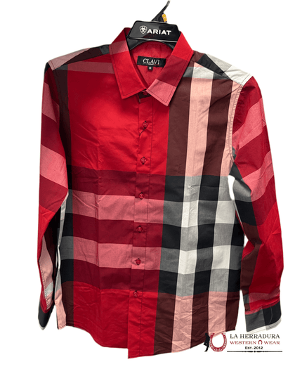 CLAVI RED LONG SLEEVE SHIRT CJLS104