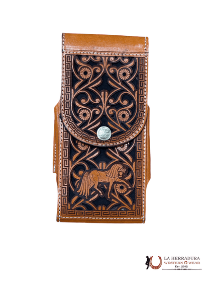 FUNDA DE TELÉFONO CABALLO COÑAC