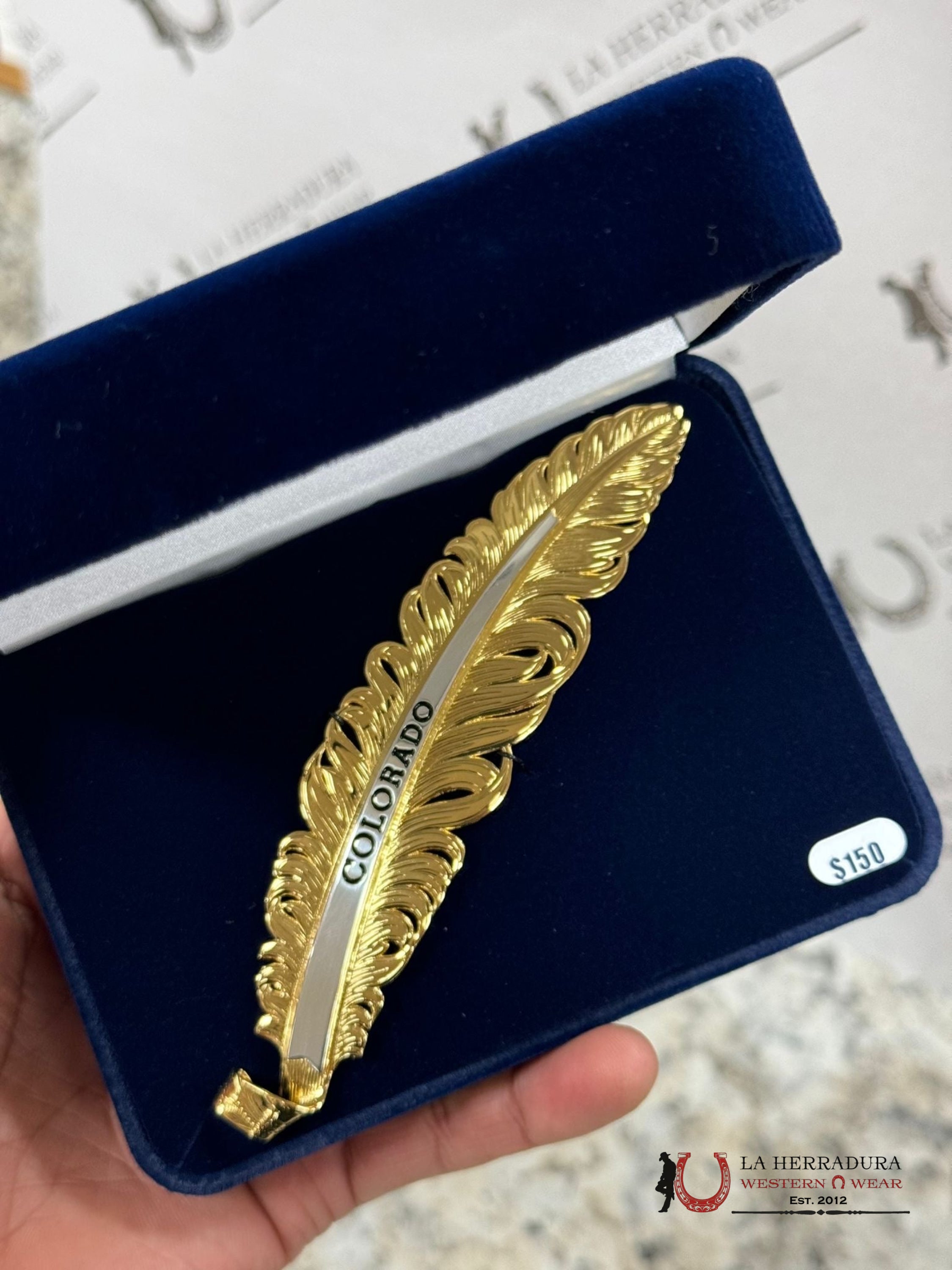 Montana Hat Feather Dorado Colorado Accesorios