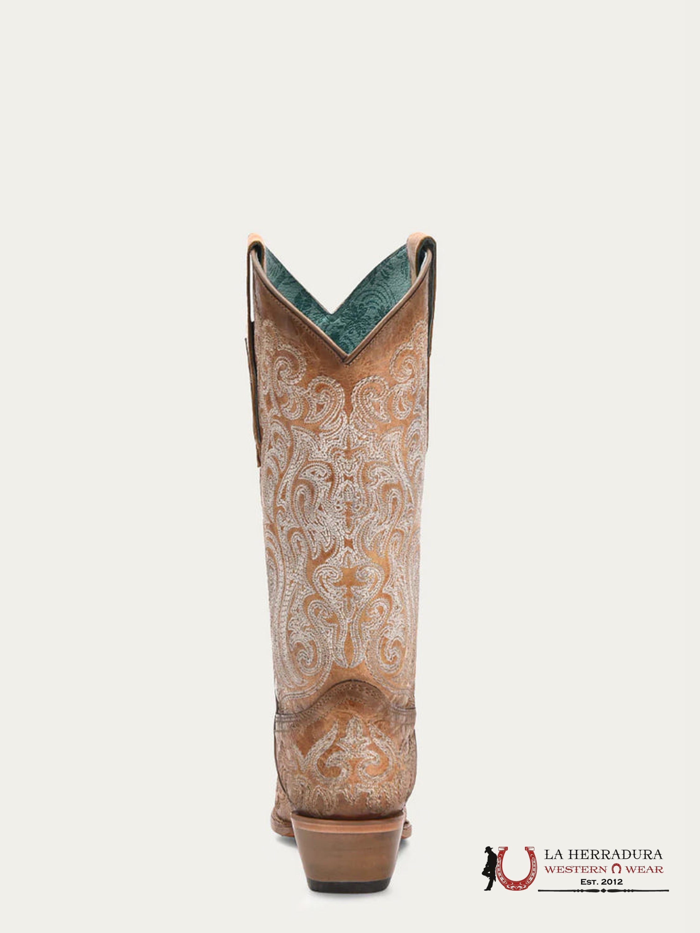 WOMENS CORRAL CRACKLED STRAW BLUE LIMINISCENT EMBROIDERY C4144 BOTAS MUJERES