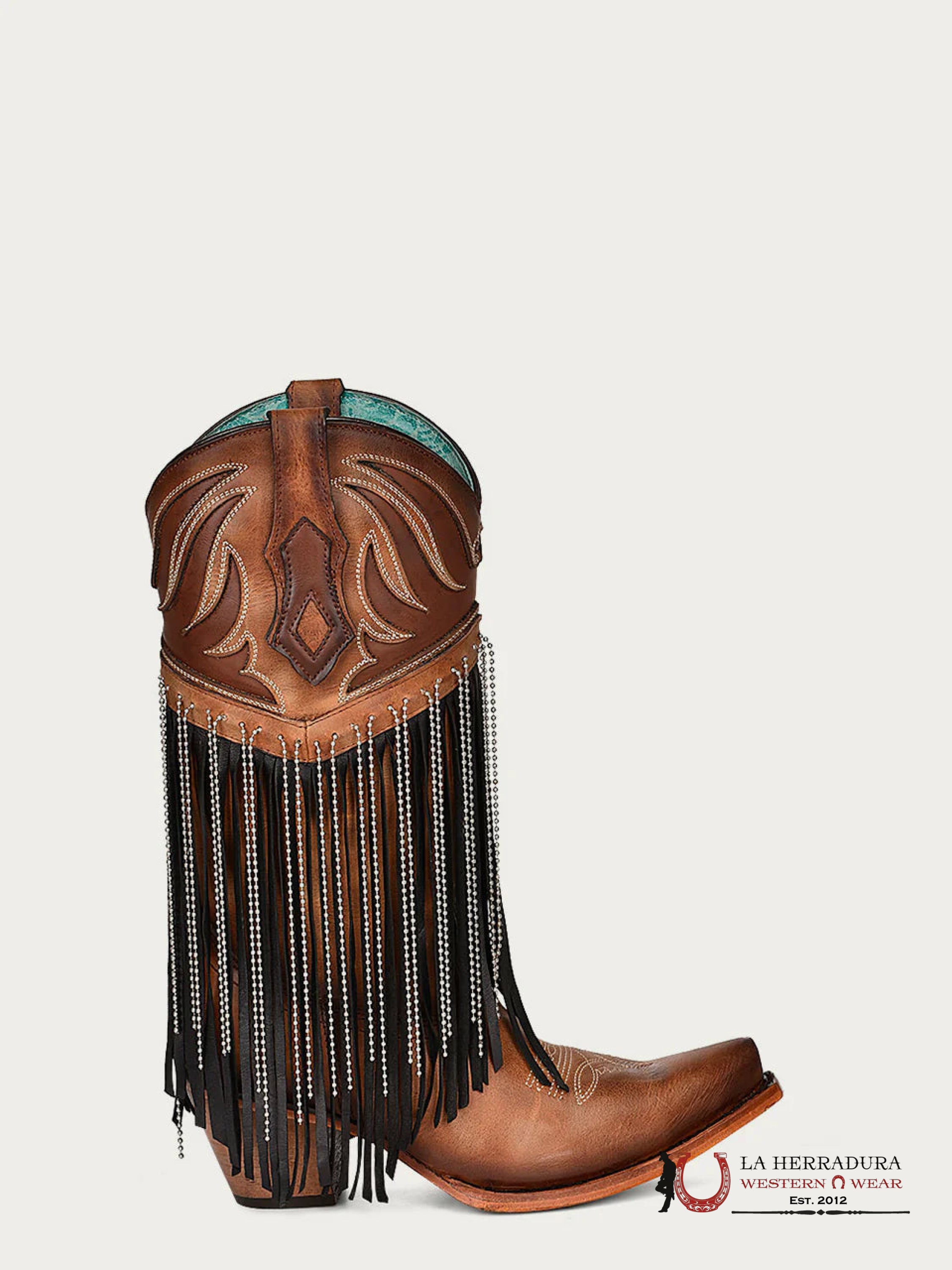 CORRAL.D HONEY INLAY & EMBROIDERY & FRINGES STAIN POINT TOE -C4016 BOTAS MUJERES