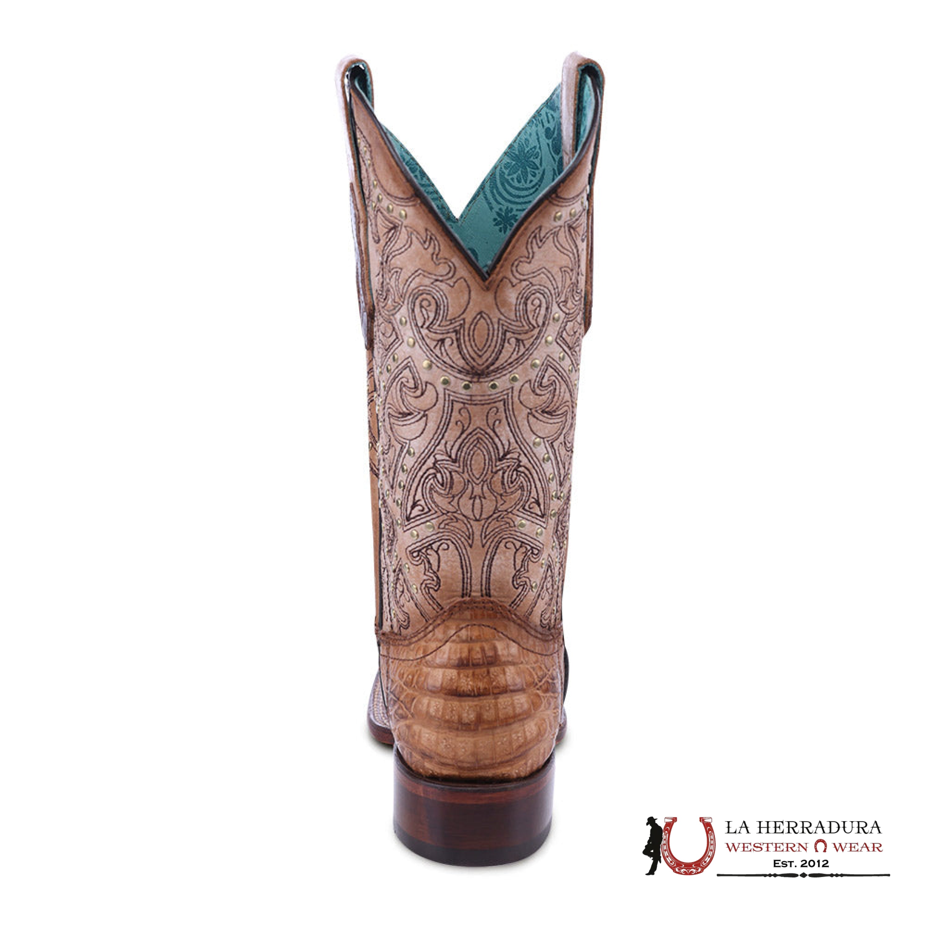CORRAL HONEY CAIMAN EMBROIDERY & STUDS NARROW SQ. TOE A4566 BOTAS MUJERES