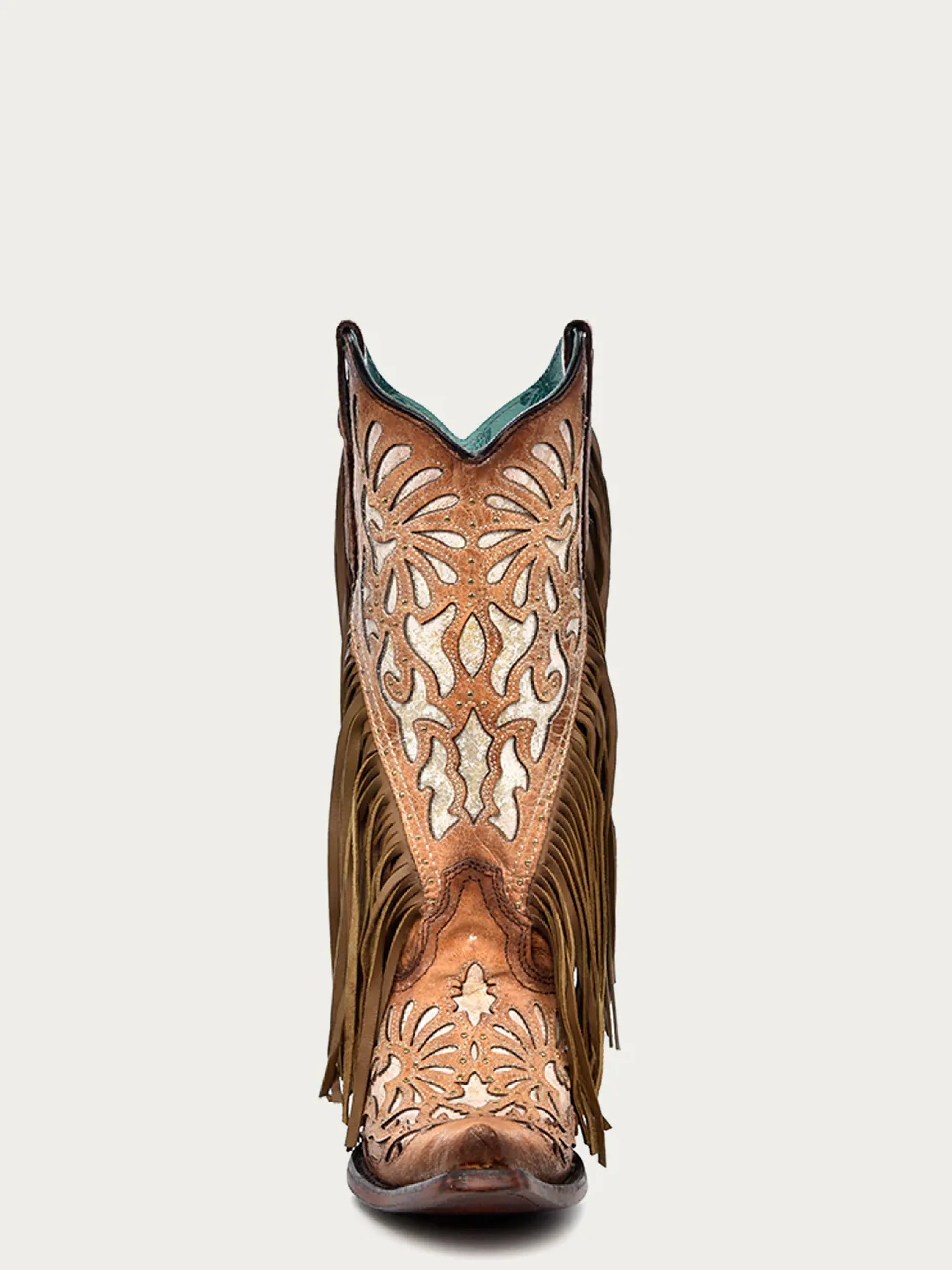 CORRAL HONEY EMBROIDERY & FRINGE POINT TOE - C3766 BOTAS MUJERES