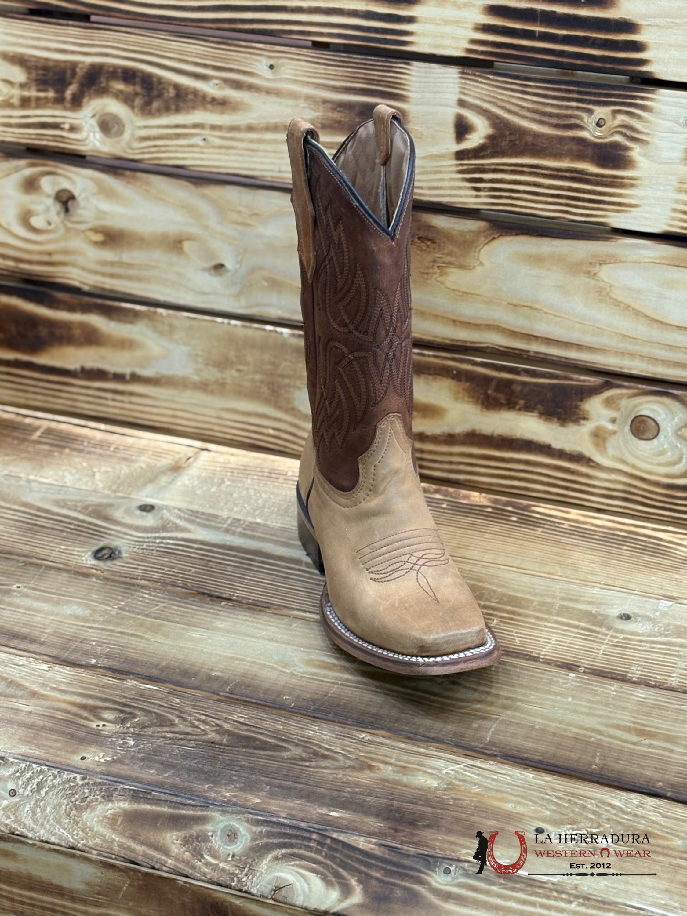 CORRAL KIDS TN HONEY/BROWN EMBROIDERY SQ. TOE -J7105 NIÑOS