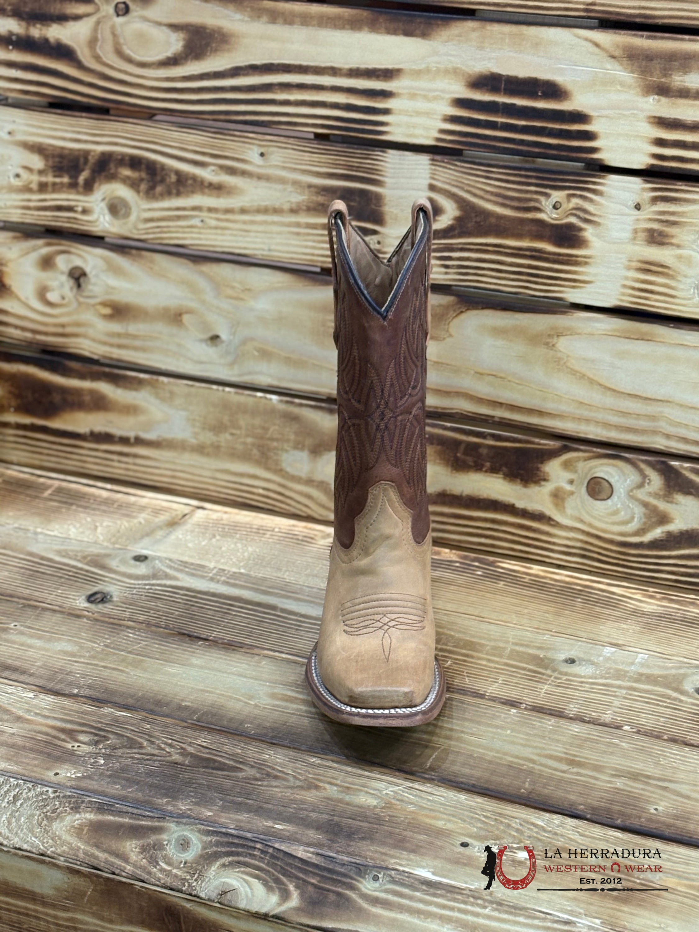 CORRAL KIDS TN HONEY/BROWN EMBROIDERY SQ. TOE -J7105 NIÑOS