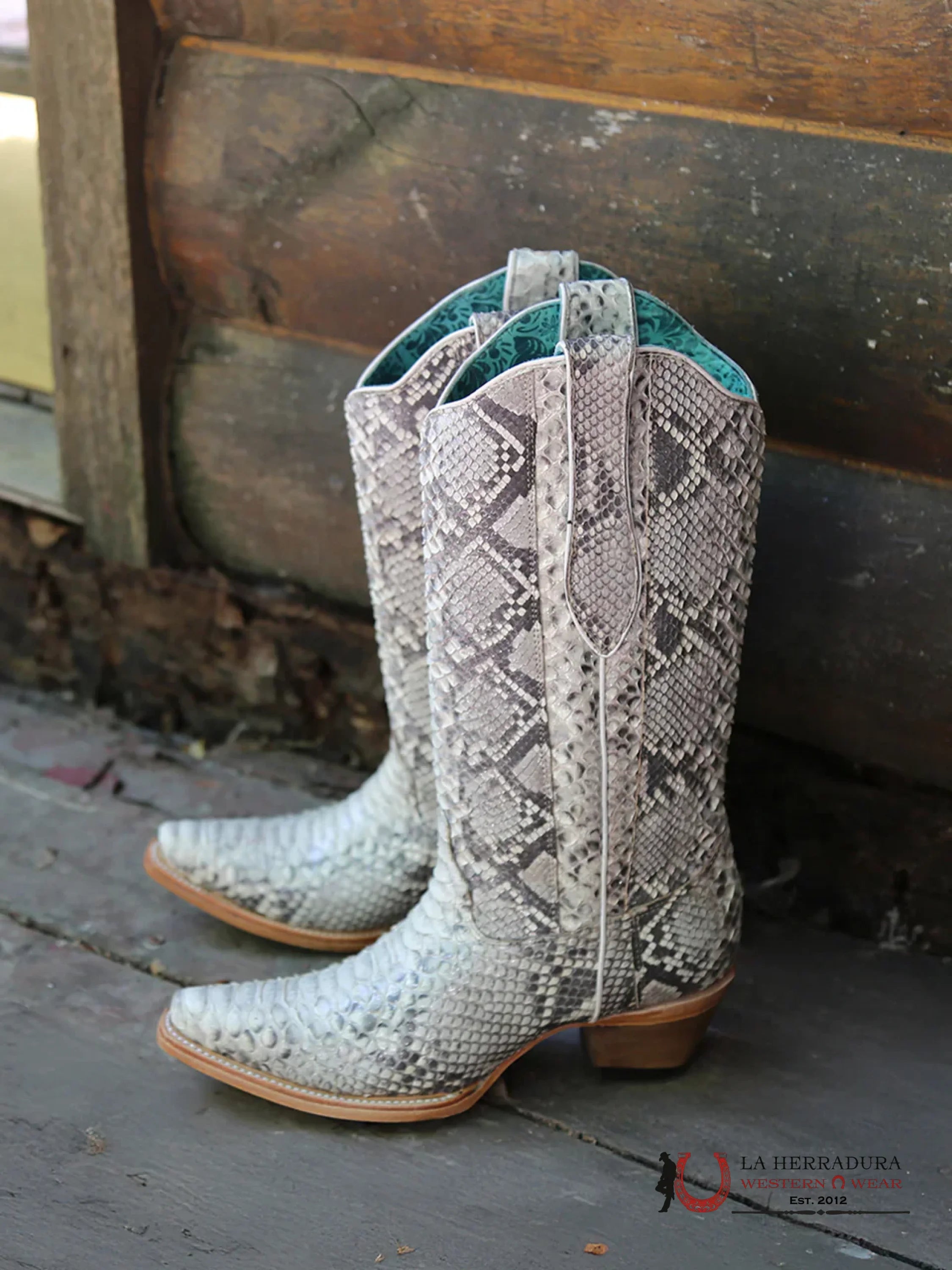 CORRAL LD NATURAL PYTHON POINT TOE-A3798 BOTAS MUJERES