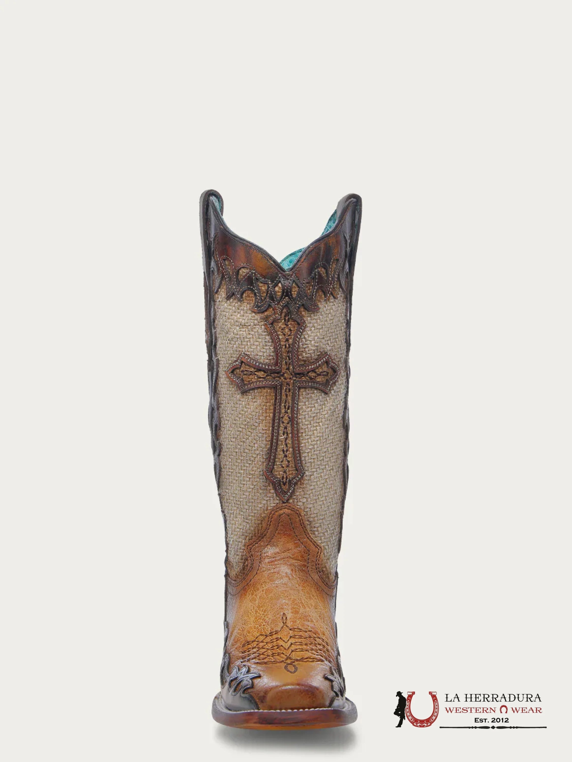 CORRAL LD SAND JUTE & CROSS OVERLAY WIDE SQ. TOE A4744 BOTAS MUJERES