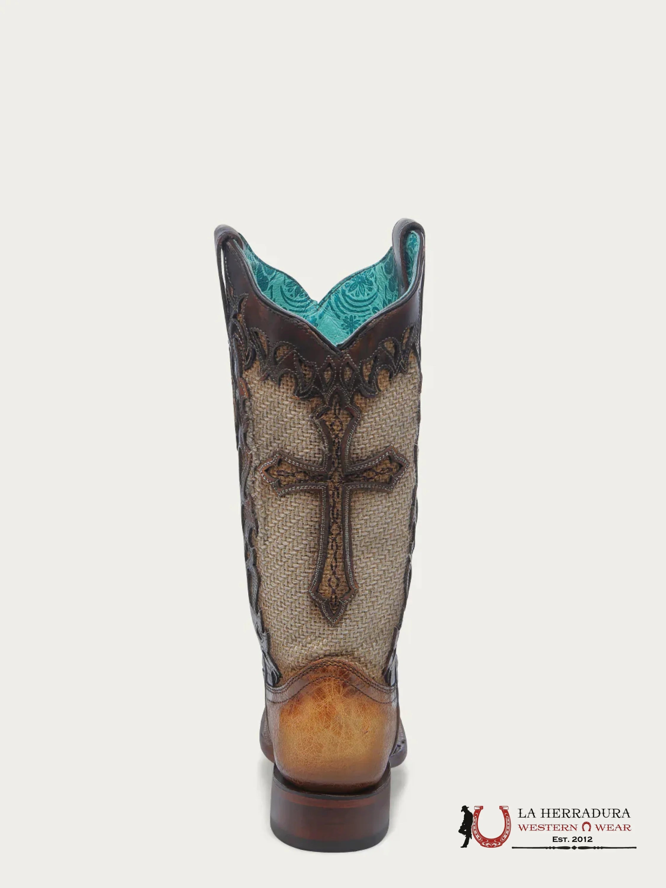 CORRAL LD SAND JUTE & CROSS OVERLAY WIDE SQ. TOE A4744 BOTAS MUJERES