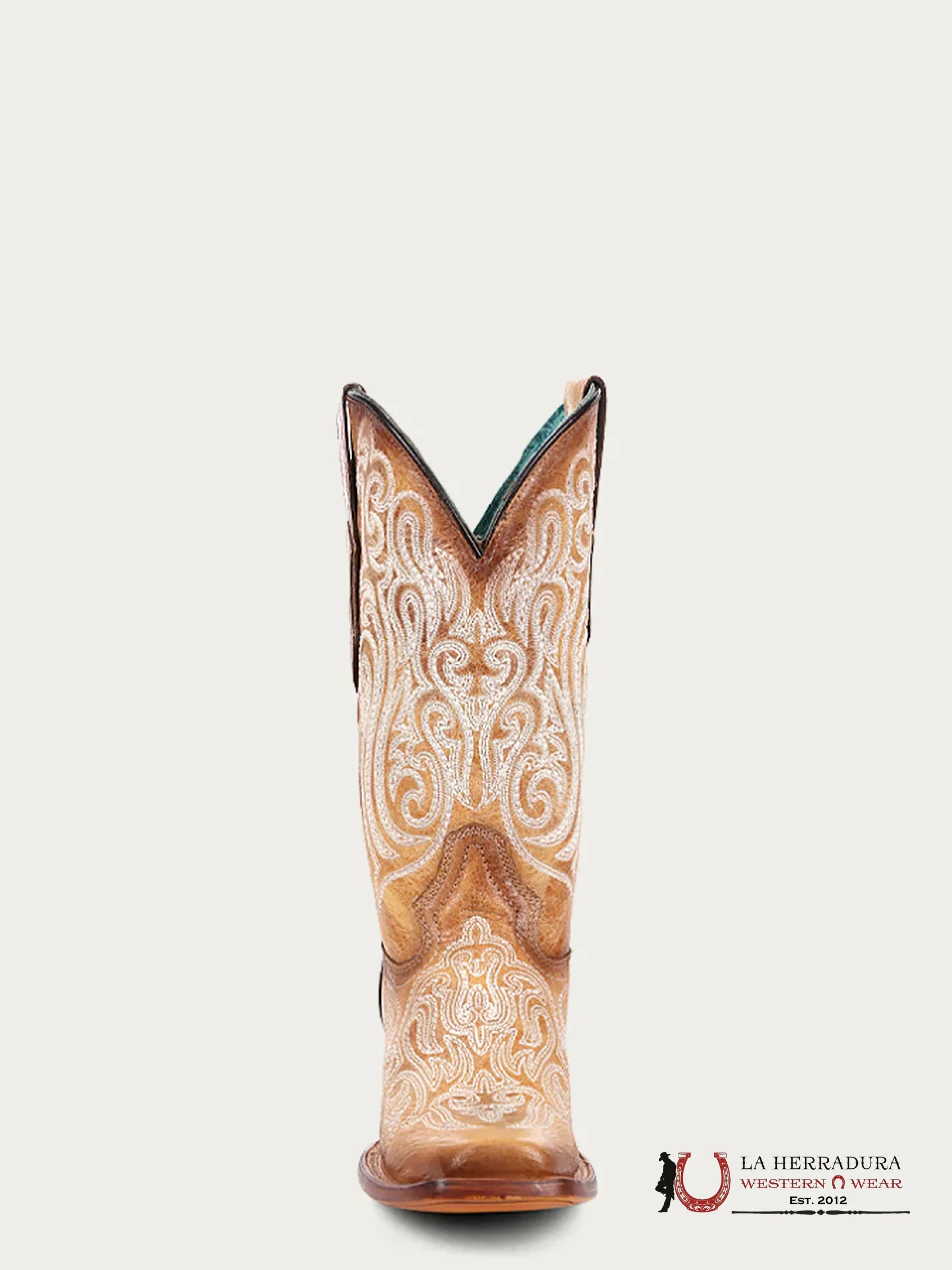 CORRAL LD STRAW-BLUE LUMINESCENT EMBROIDERY SQ. TOE -A4580 BOTAS MUJERES