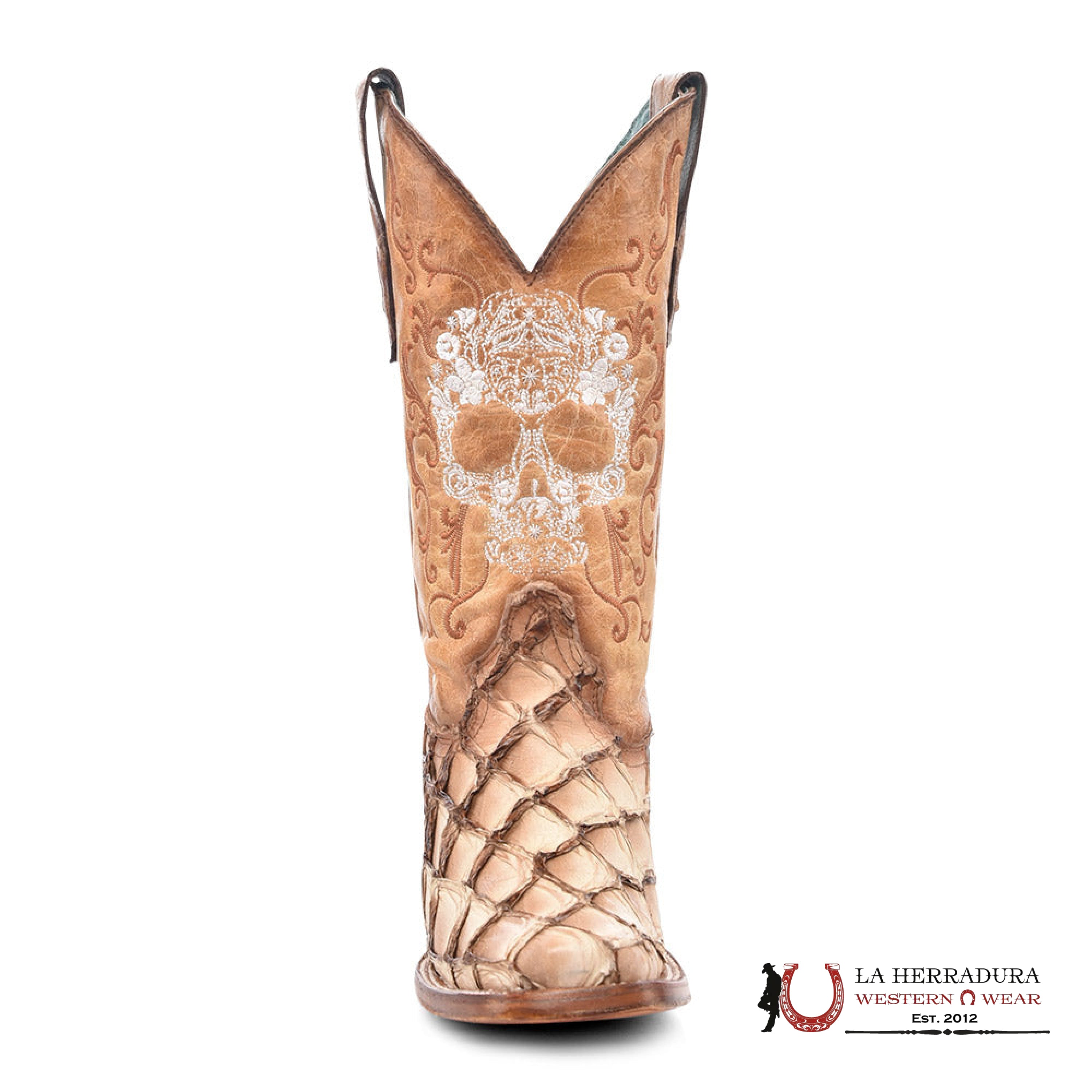 CORRAL SAND/BROWN FISH PIRARUCU EMBROIDERY A4575 BOTAS MUJERES