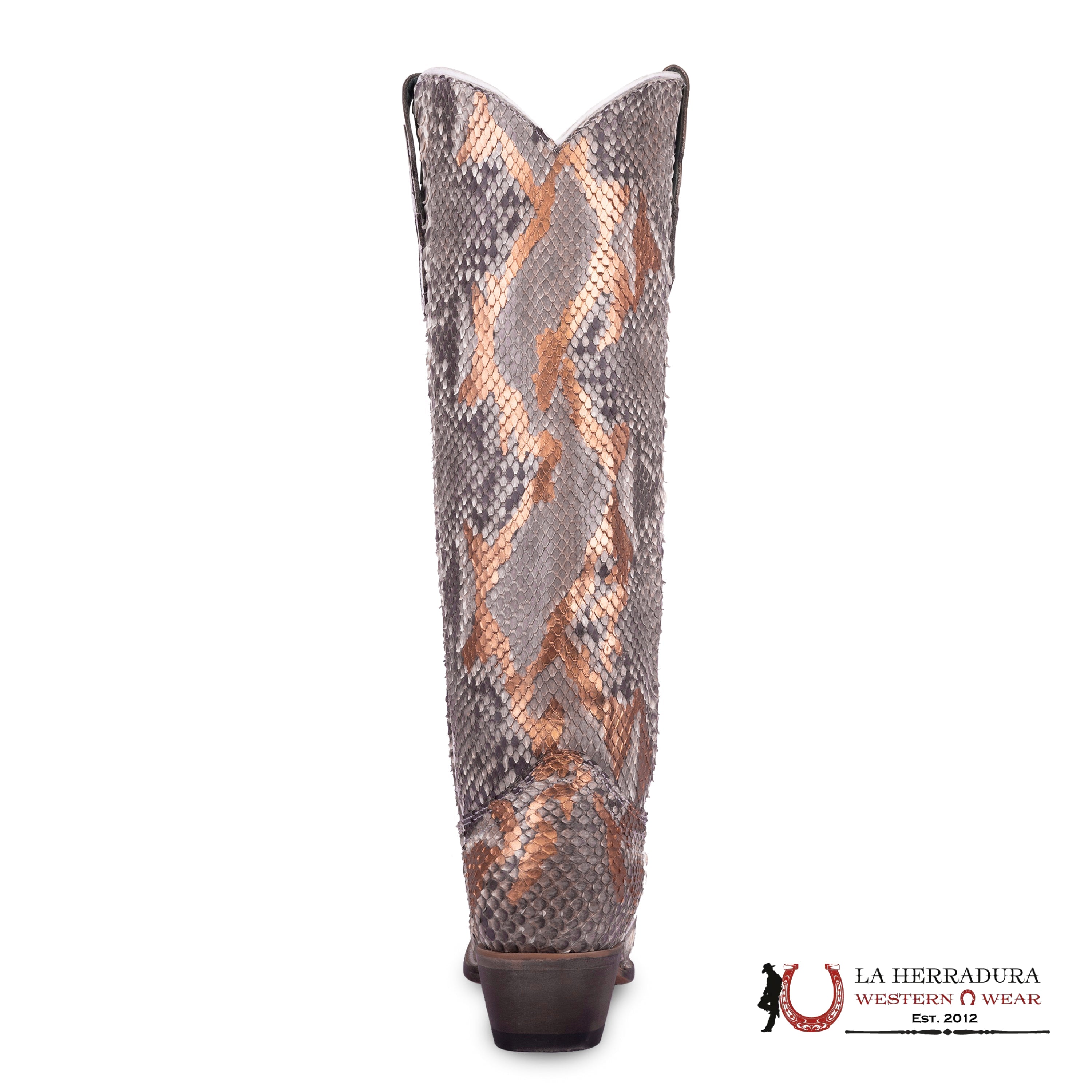 CORRAL TALL BOOT NATURAL/GOLDEN HAND PAINTED PYTHON POINT TOE C4037 BOTAS MUJERES