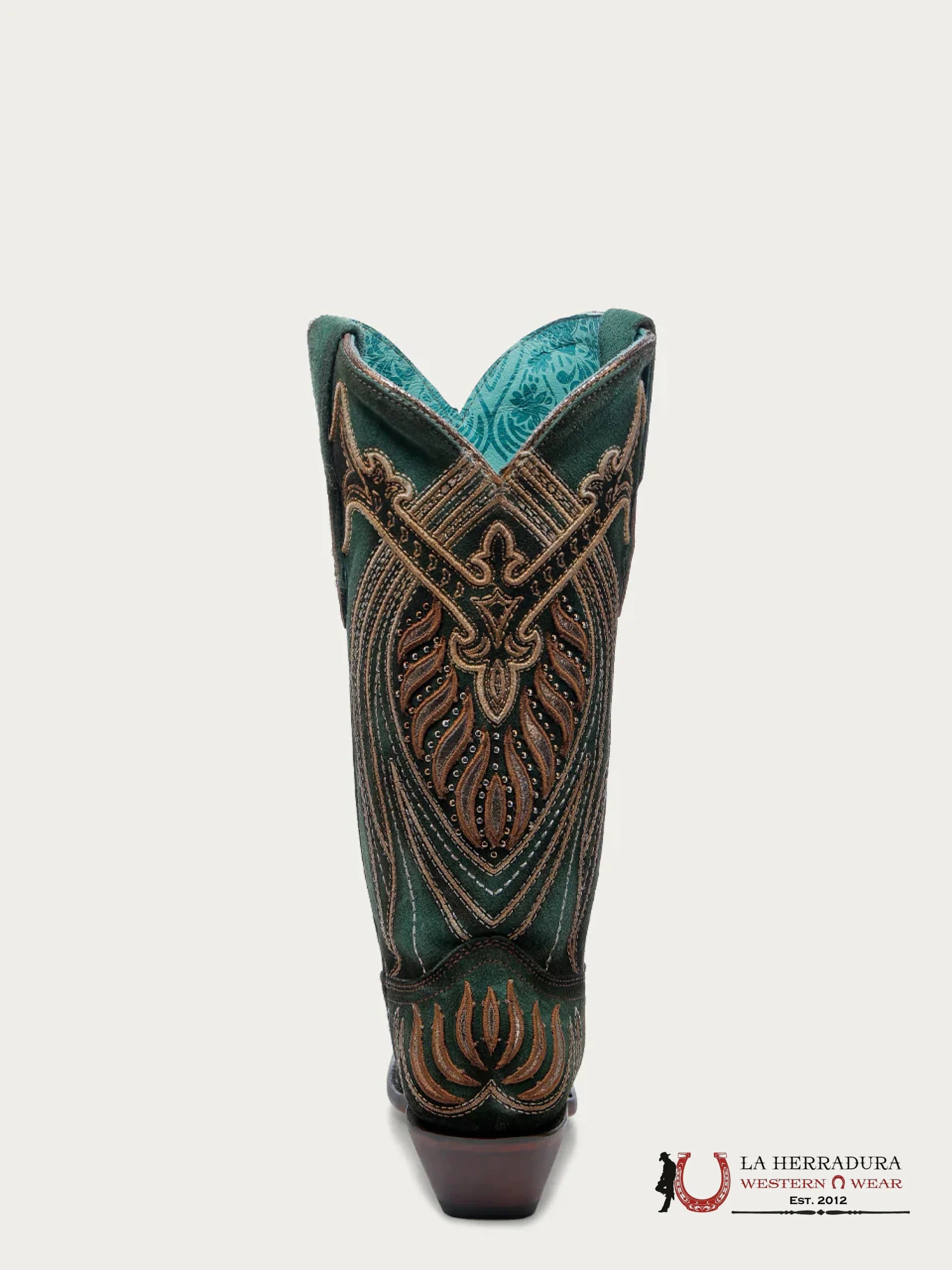 CORRAL WOMEN BOOT GREEN OVERLAY EMBROIDERY AND STUDS A4714 BOTAS MUJERES