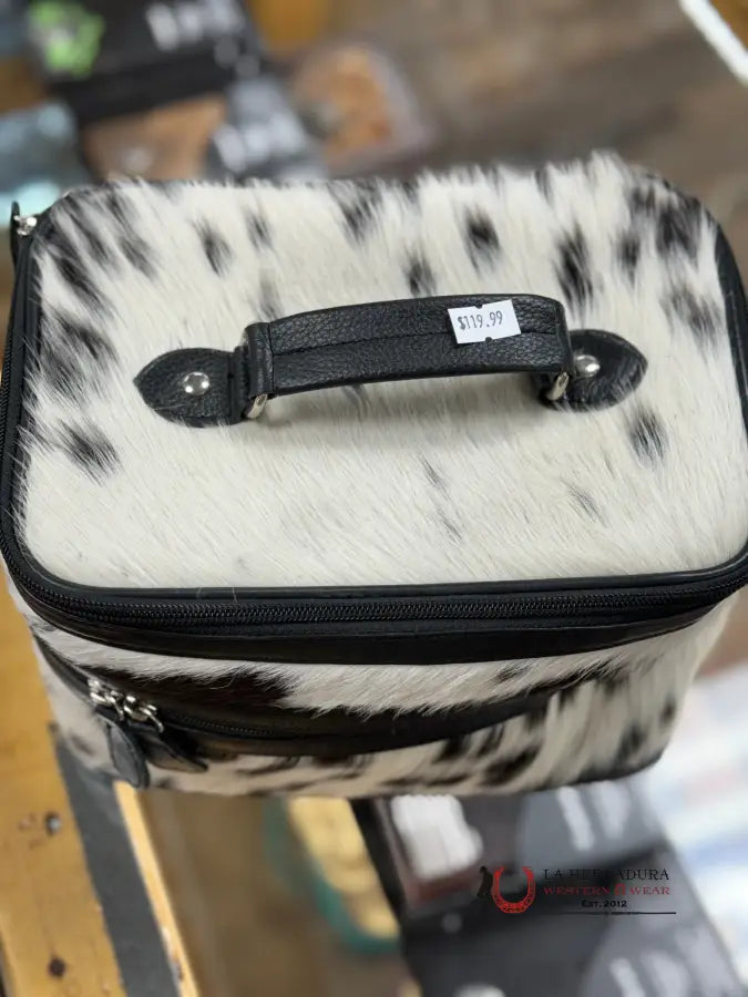 Cow Hide Black & White Jewelry Bag