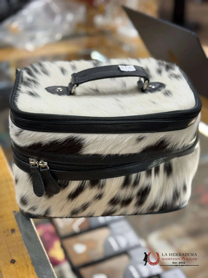 COW HIDE BLACK & WHITE JEWELRY BAG BLACK
