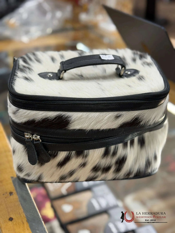 COW HIDE BLACK & WHITE JEWELRY BAG BLACK