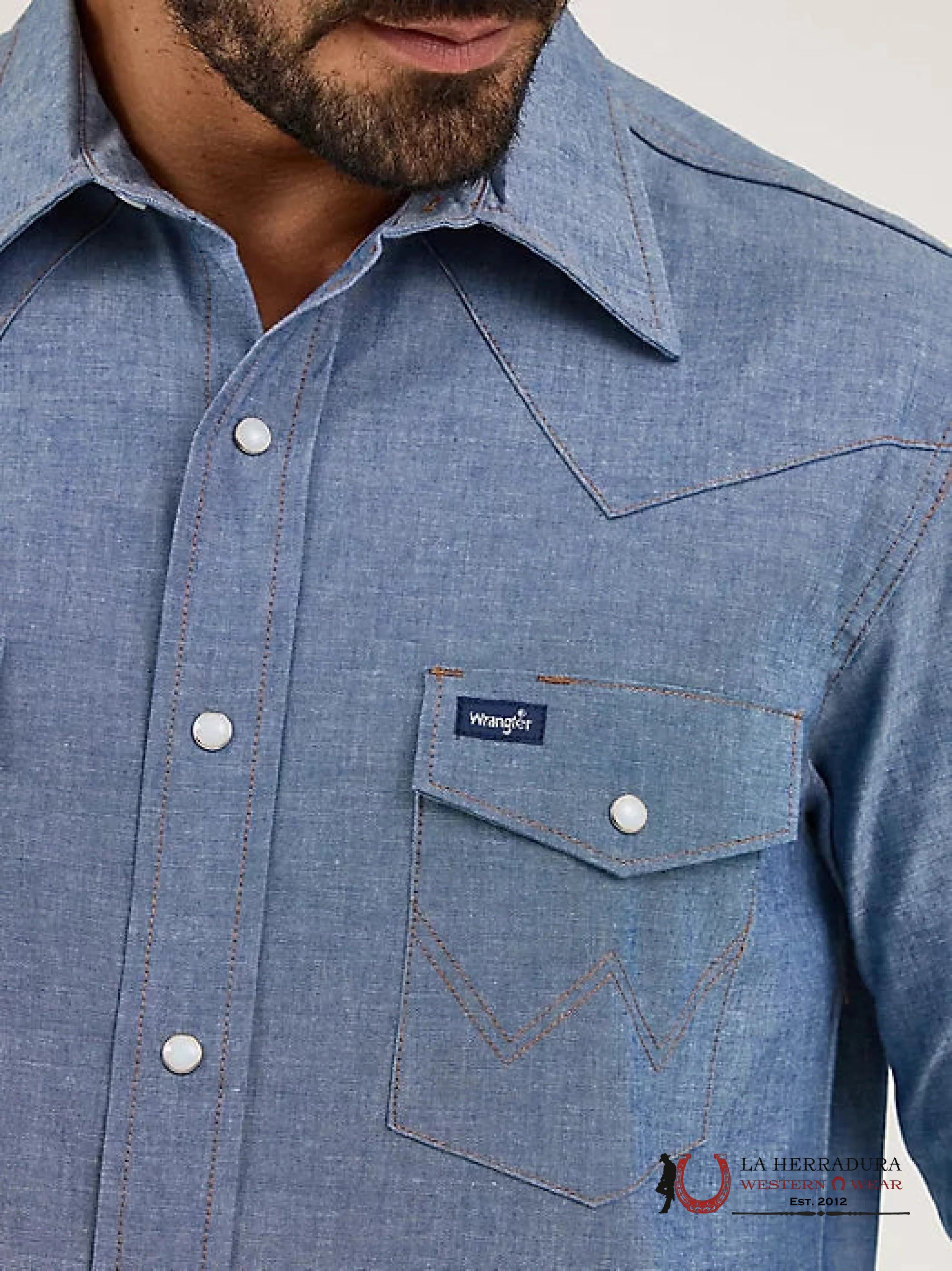 Cowboy Cut® Firm Finish Long Sleeve Western Snap Solid Work Shirt - 1699 Ropa Hombres