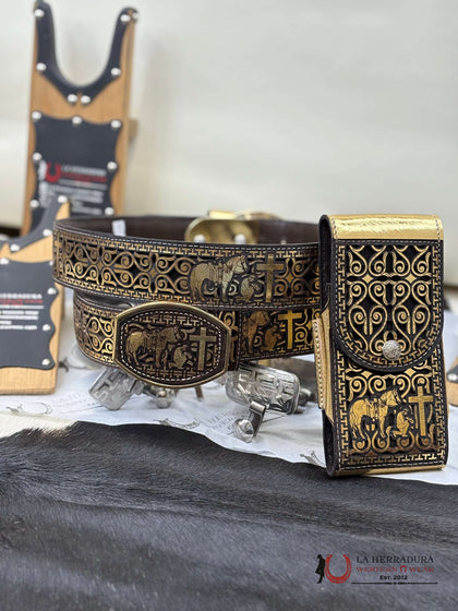 CROSS HORSE 2 INC BELT GOLD/BLACK
