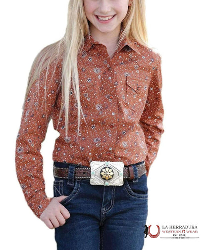 Cruel Girl Blusa occidental con broches y estampado de cobre para niñas CTW3230028