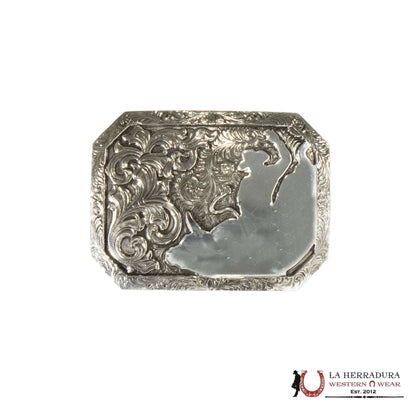 Crumrine Hebilla de Plata para Hombre Modelo Bull Rider Floral C10013