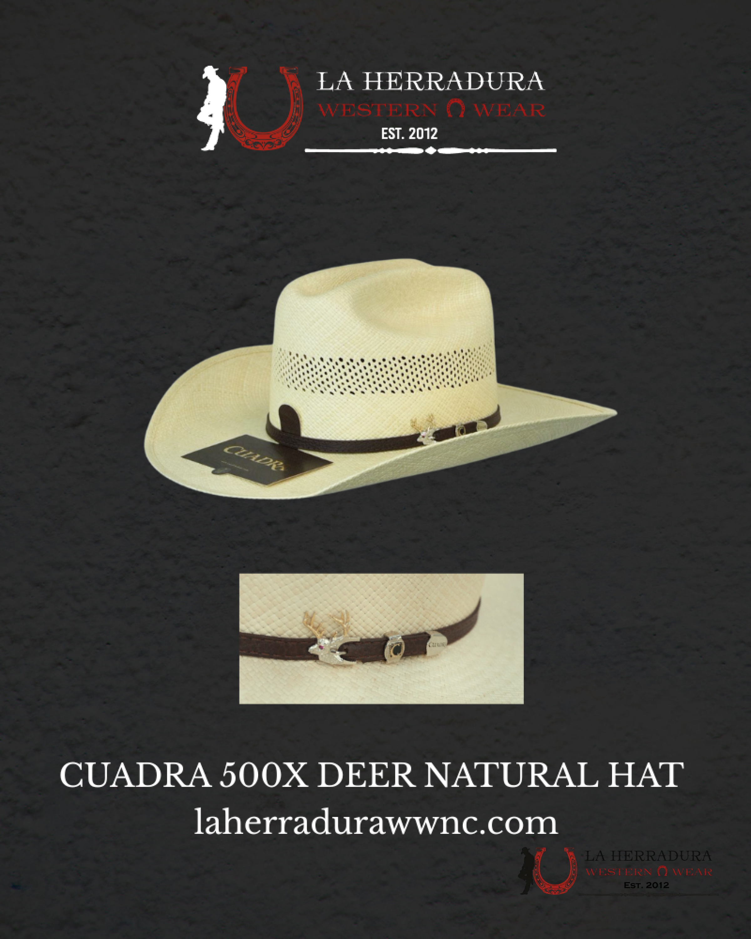 CUADRA 500X DEER NATURAL HAT MALBORO STYLE TEJANA