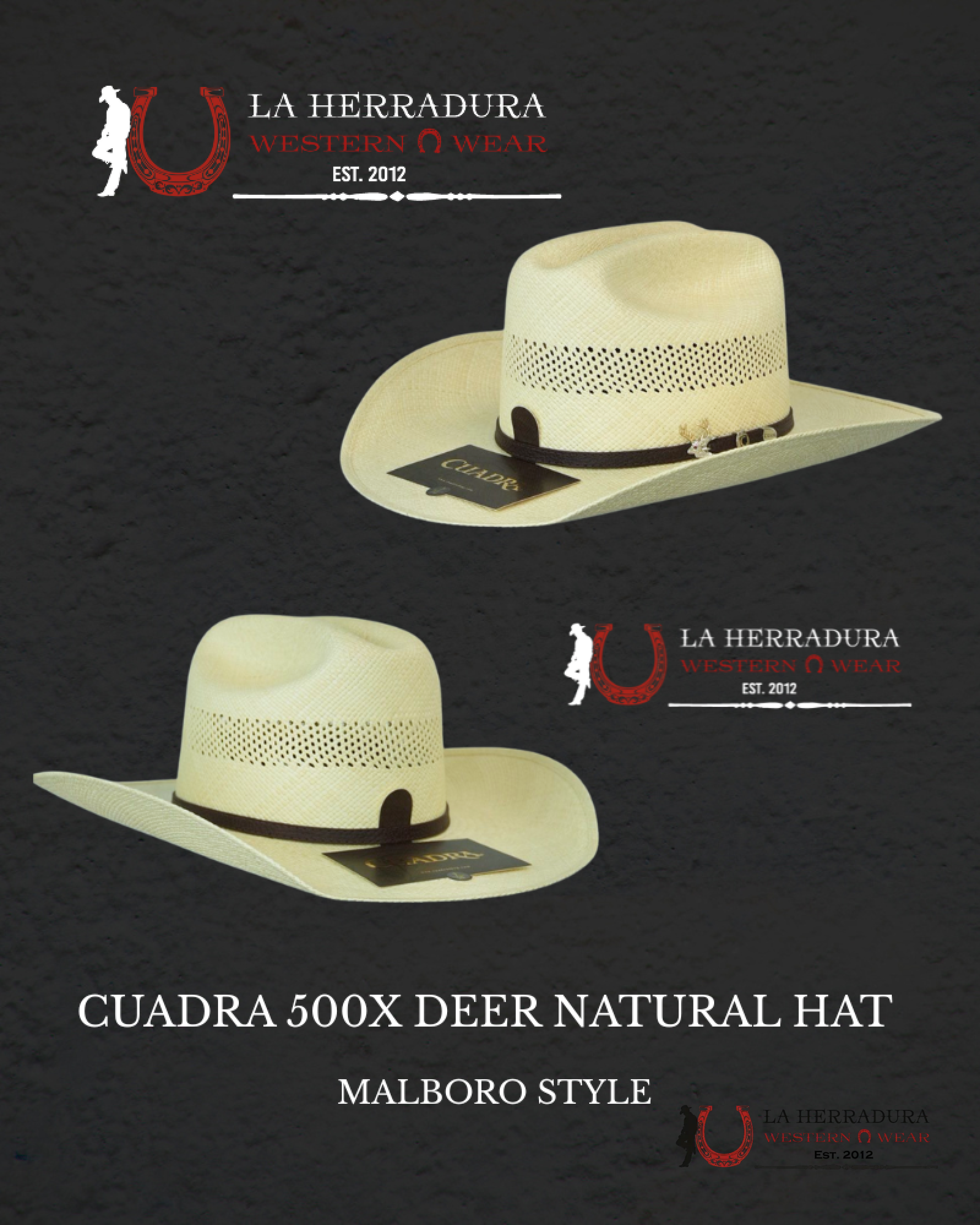 CUADRA 500X DEER NATURAL HAT MALBORO STYLE TEJANA