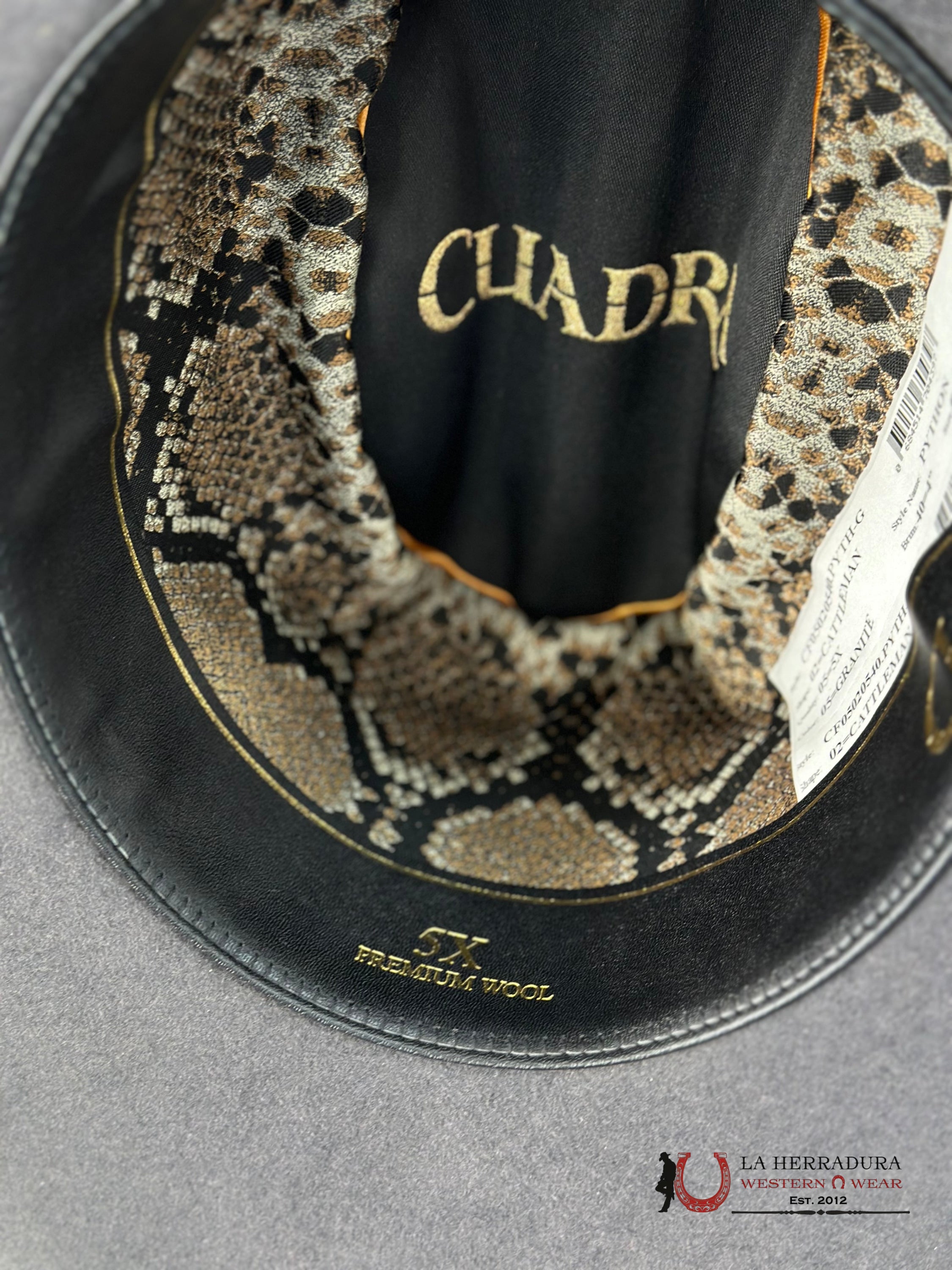 Cuadra 5X Python Cattleman Granite Felt Hat
