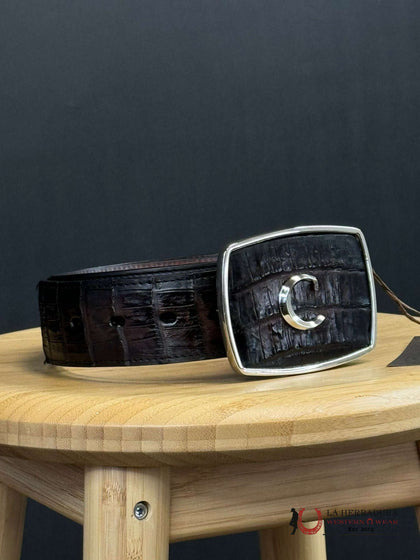 CUADRA BELT ARAUCO CHOCOLATE CAIMAN LASTED & WOVEN BC279