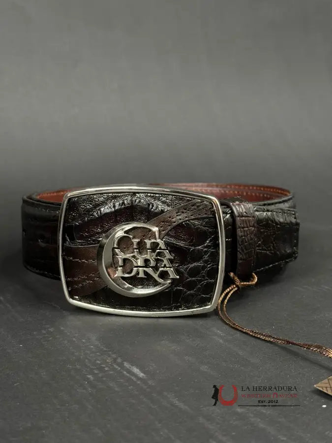 Cuadra Belt Fuscus Caiman Lomo Belly Complete Skin Arauco Chocolate Cinturones Hombres