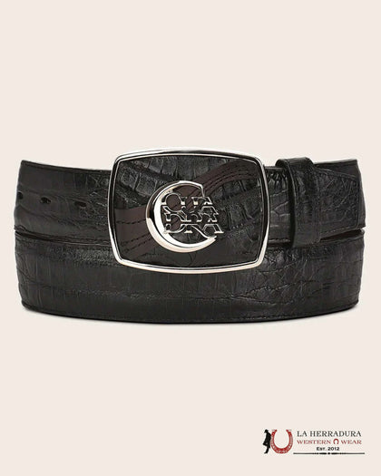 CUADRA BELT FUSCUS CAIMAN LOMO BELLY COMPLETE BELT CAIMAN SKIN BLACK BC309