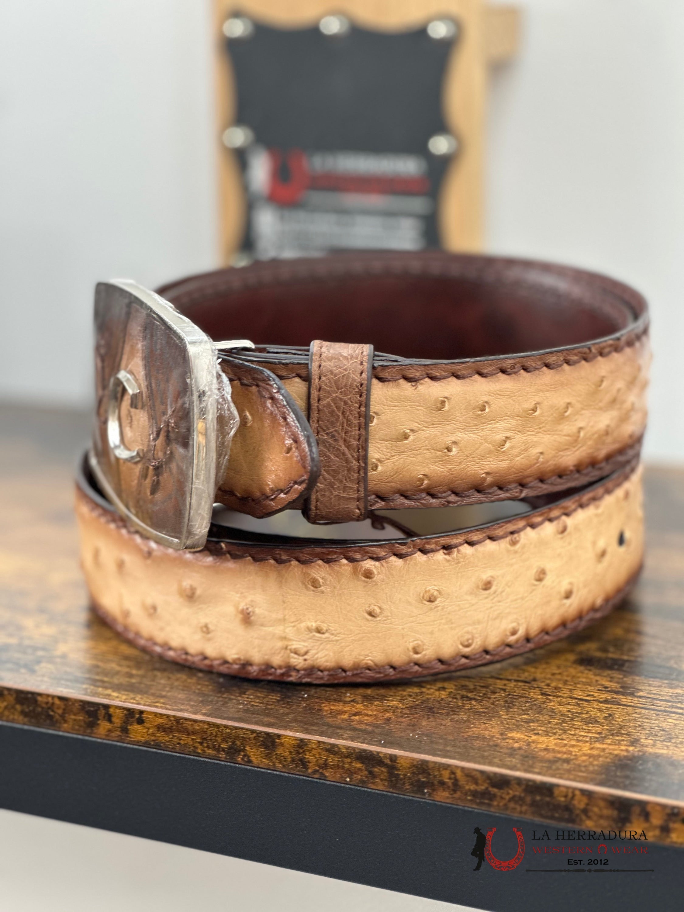 CUADRA BELT OSTRICH FLAME ORIX HONEY COMPLETE BC354