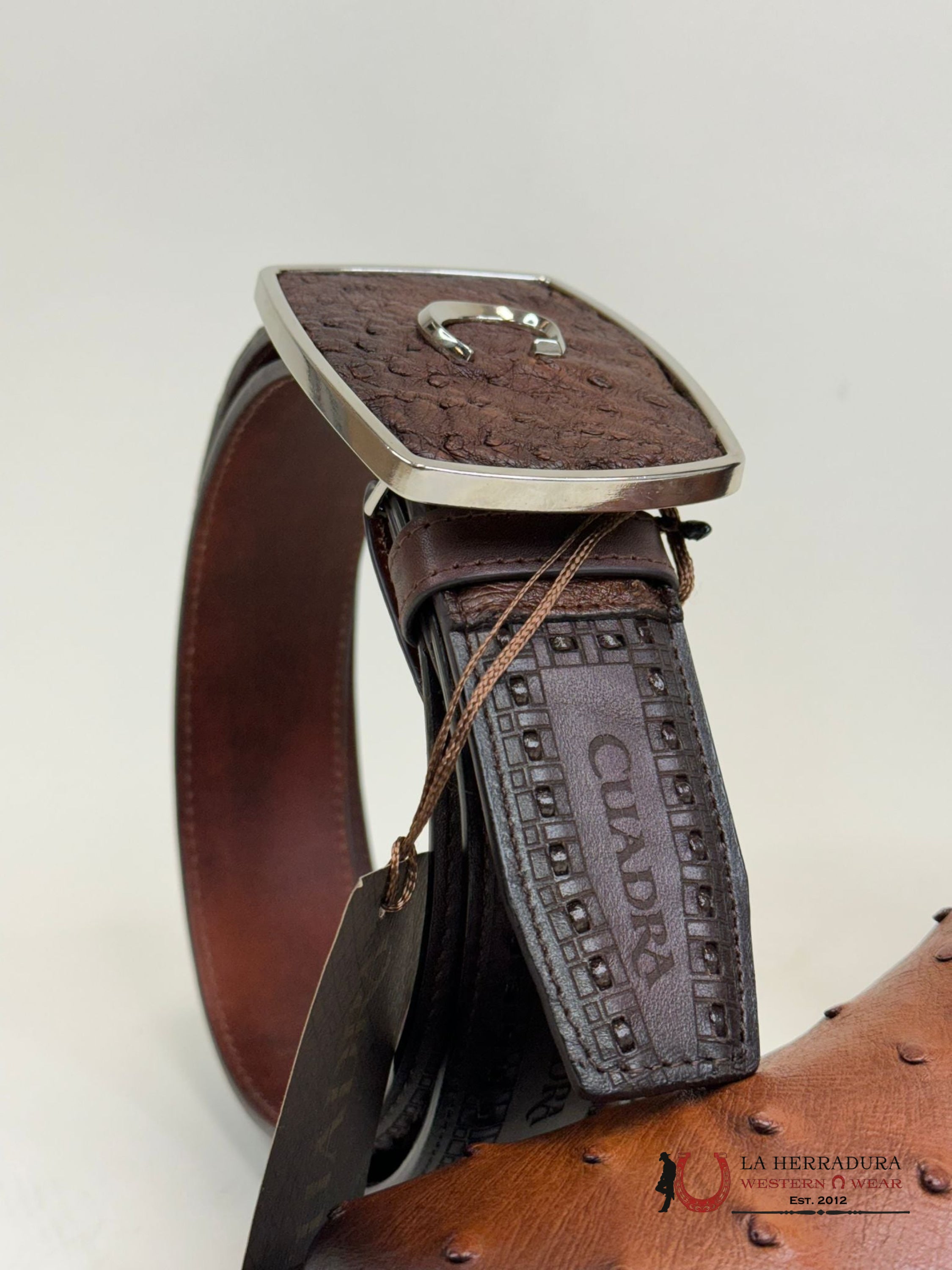 Cuadra Belt Ostrich Maroni Chestnut Cinturones Hombres