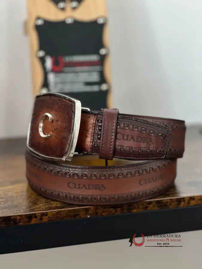 Cuadra Belt Ostrich Maroni Chestnut Cinturones Hombres