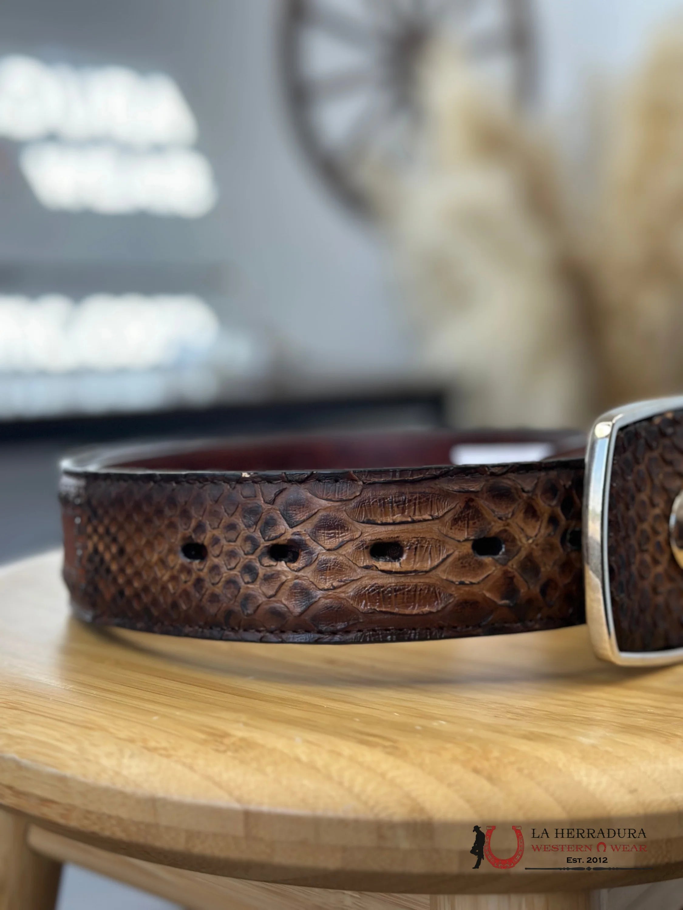 Cuadra Belt Python Brown Castano Cinturones Hombres