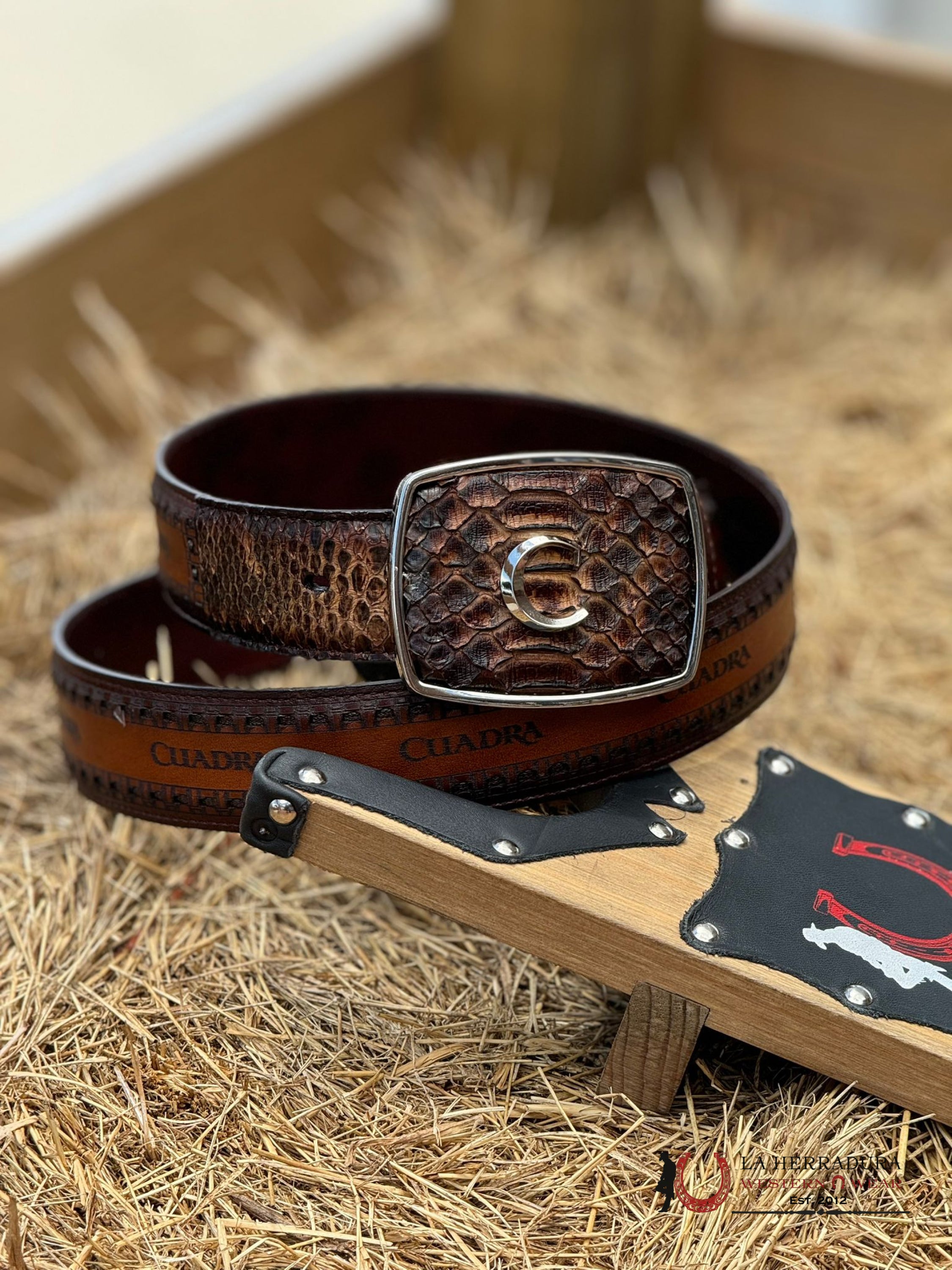 Cuadra Belt Python Brown Castano Cinturones Hombres