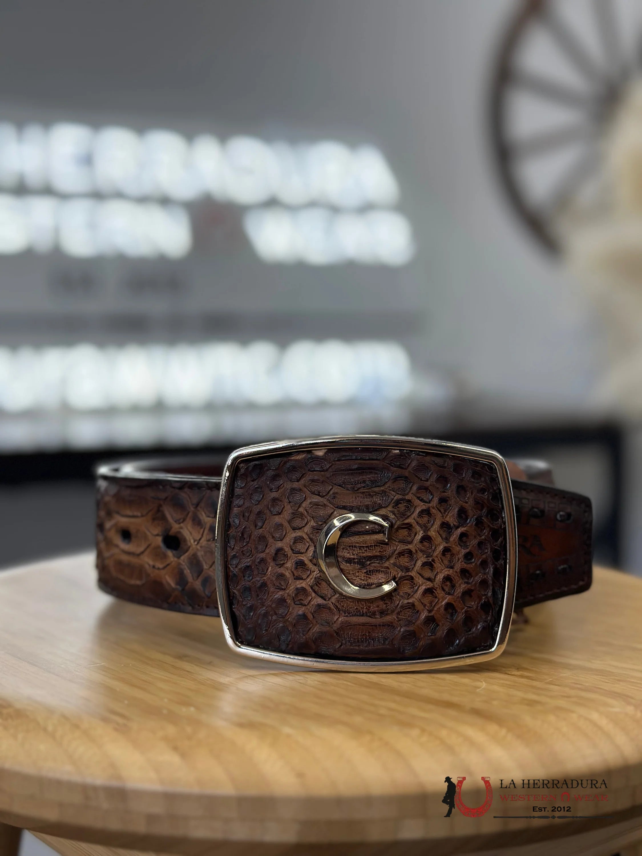 Cuadra Belt Python Brown Castano Cinturones Hombres