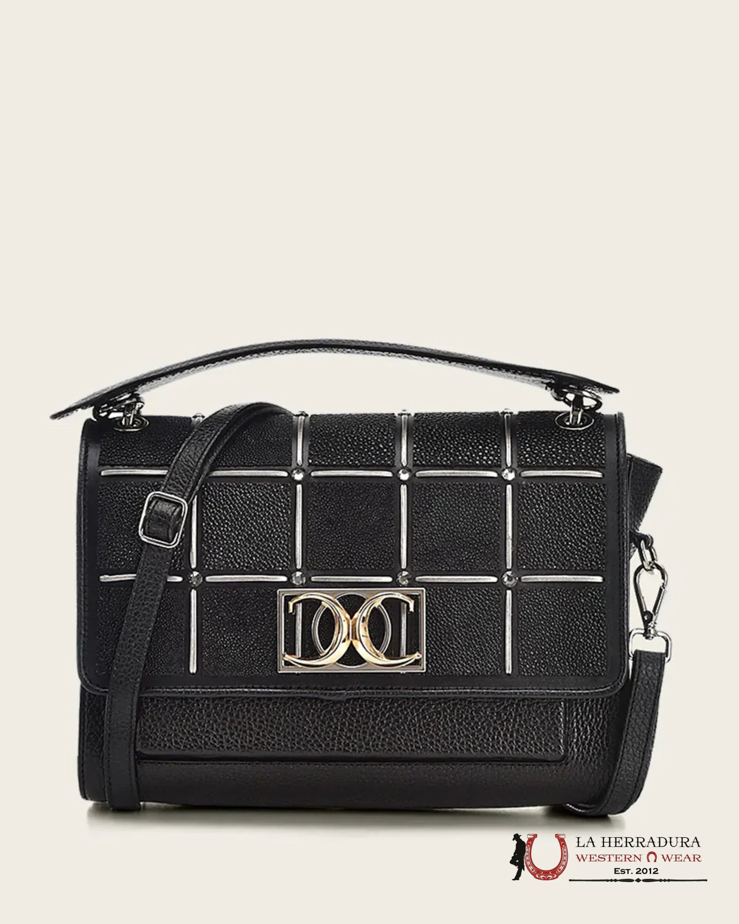 Cuadra Black Mantarraya Square Bag Ropa Mujeres