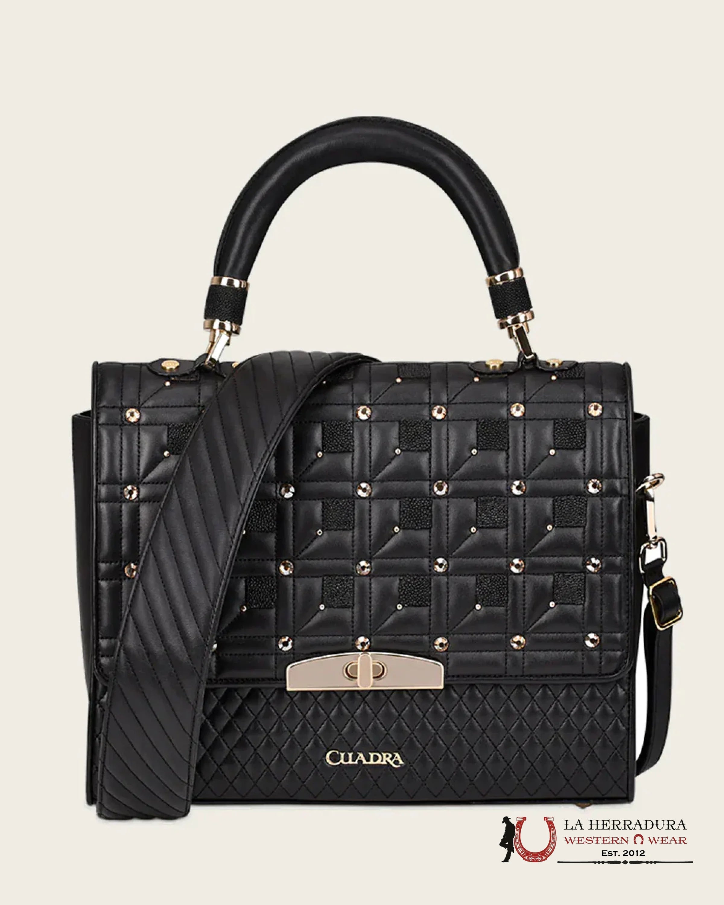 Cuadra Black Stingray Embroidery Handbag Ropa Mujeres
