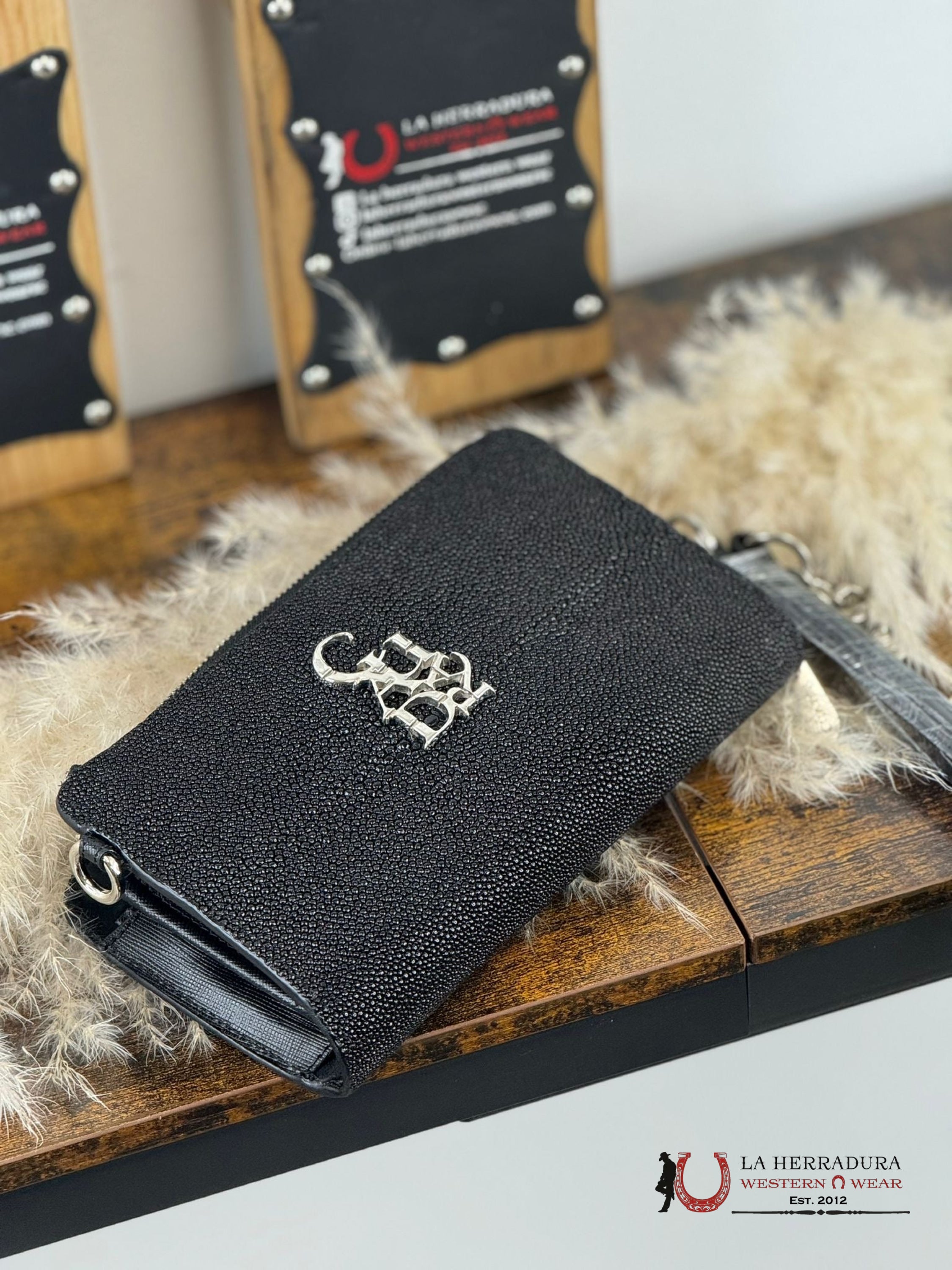 Cuadra Black Stingray Wallet Du555 Ropa Mujeres