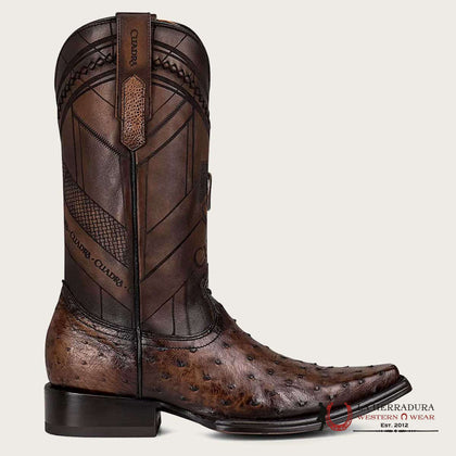 CUADRA BOOT AVESTRUZ CHOCOLATE SNIP TOE CU809
