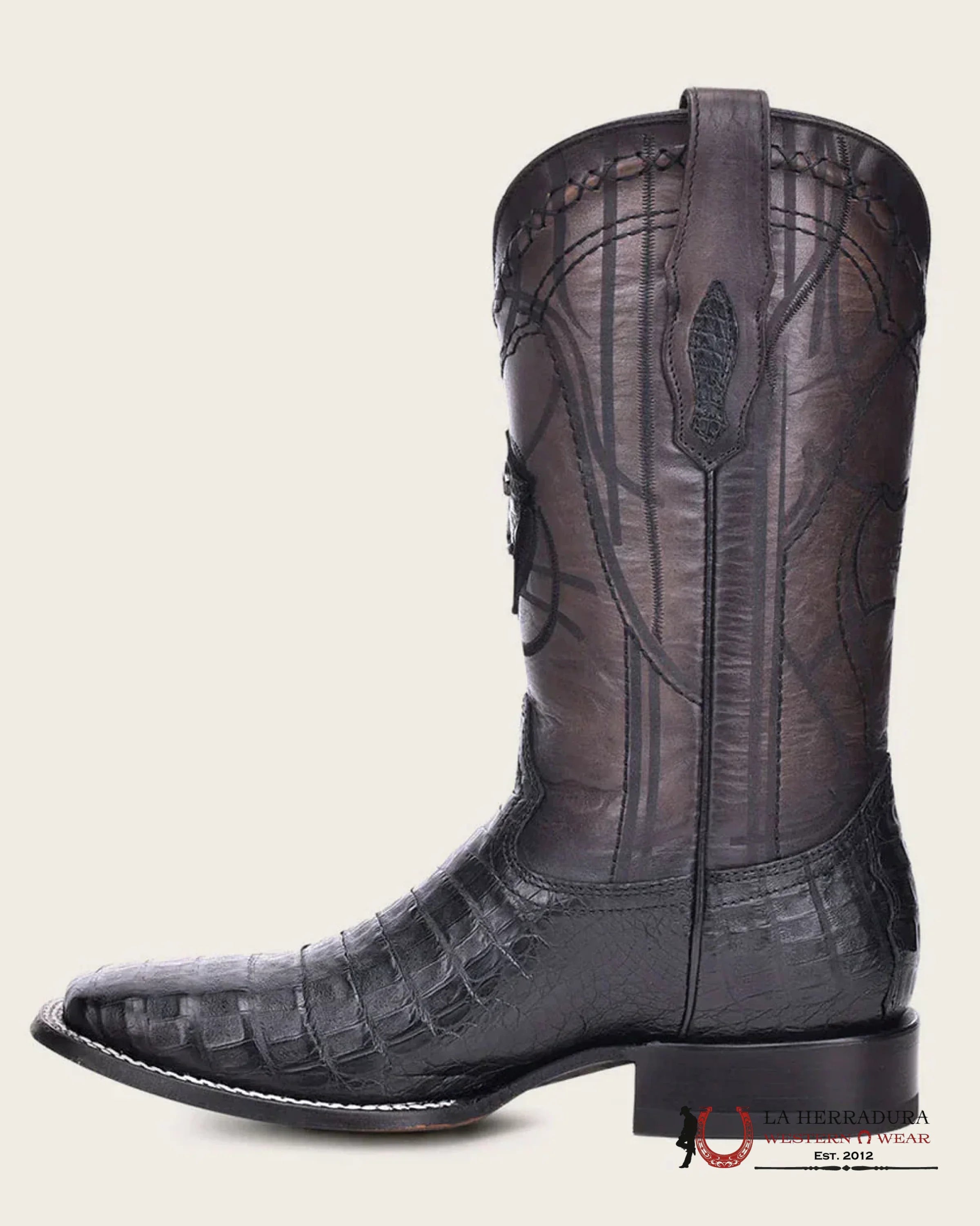 CUADRA BOOT FUSCUS BELLY CAIMAN BLACK SQUARE TOE BOTAS HOMBRES