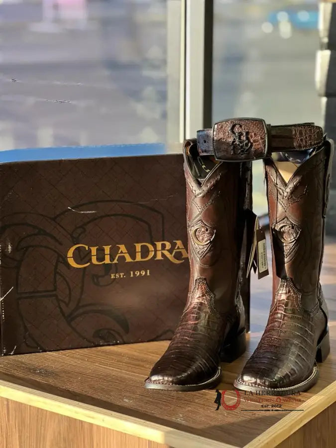 Cuadra Boot Fuscus Belly Caiman Paris Café Square Toe Botas Hombres