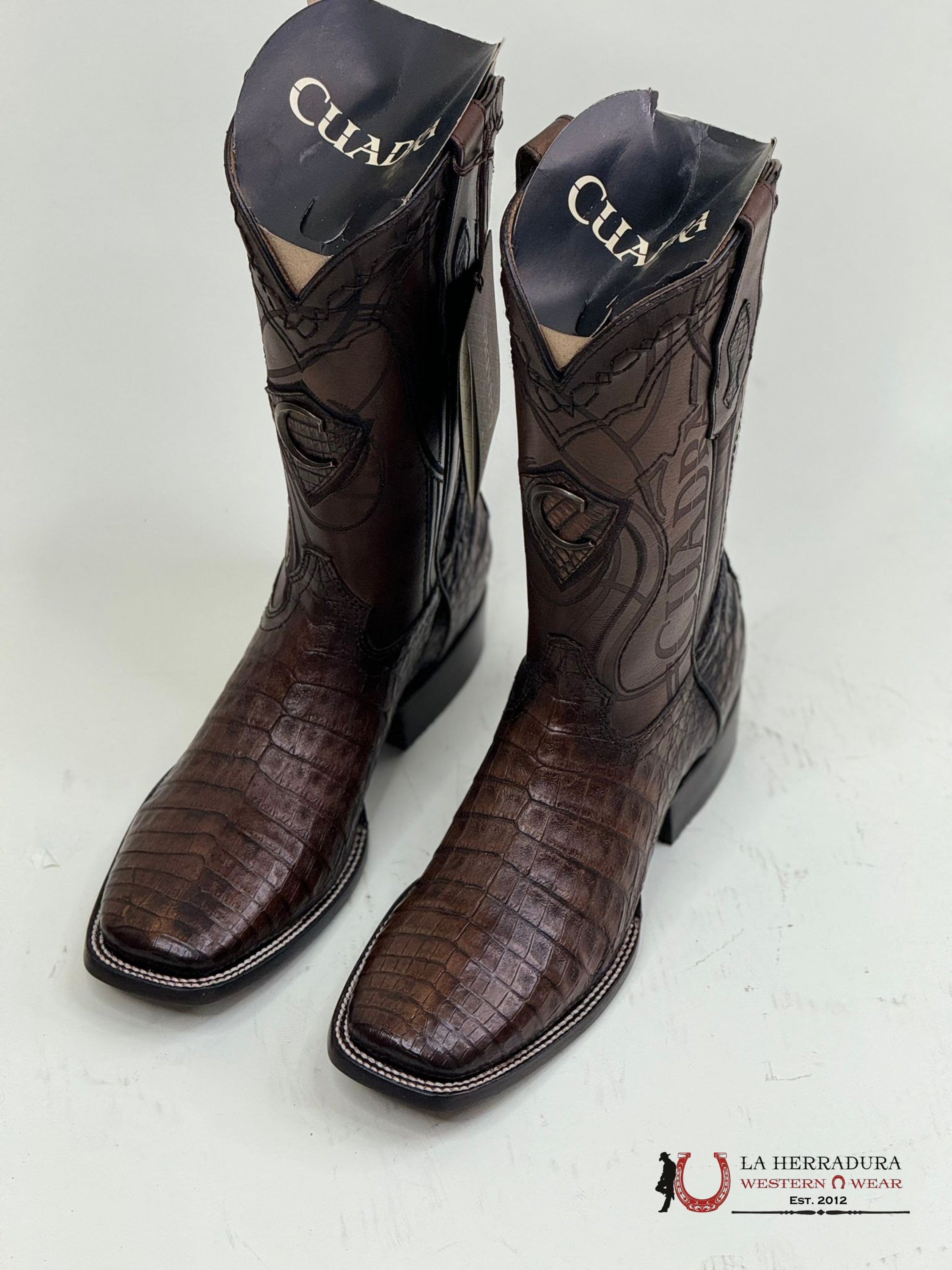 Cuadra Boot Fuscus Belly Caiman Porto Maple Laser & Embroidery Square Toe Cuardra Mens Boots